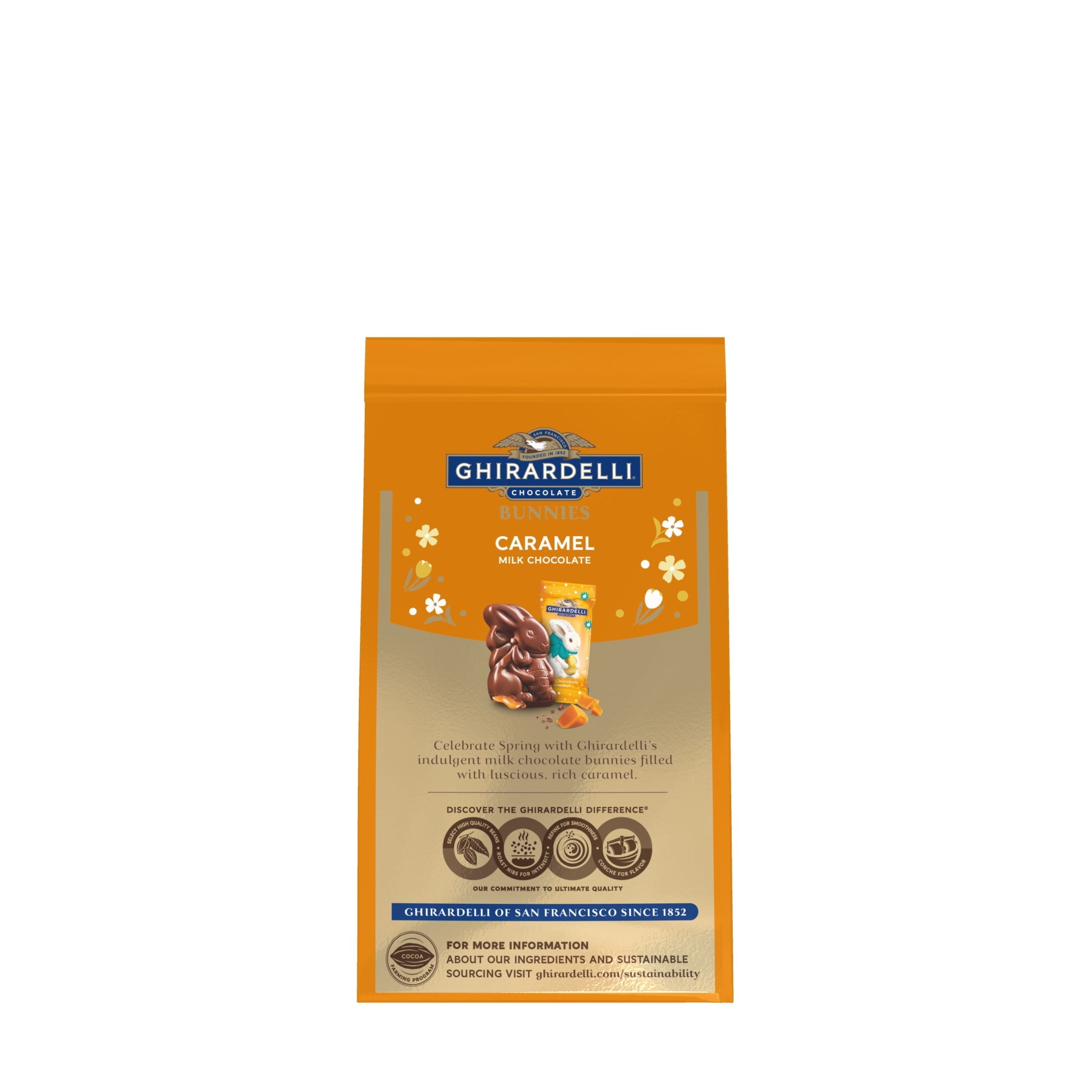 GHIRARDELLI Easter Milk Chocolate Candy Bunnies with Caramel Filling, 4.14 oz Bag