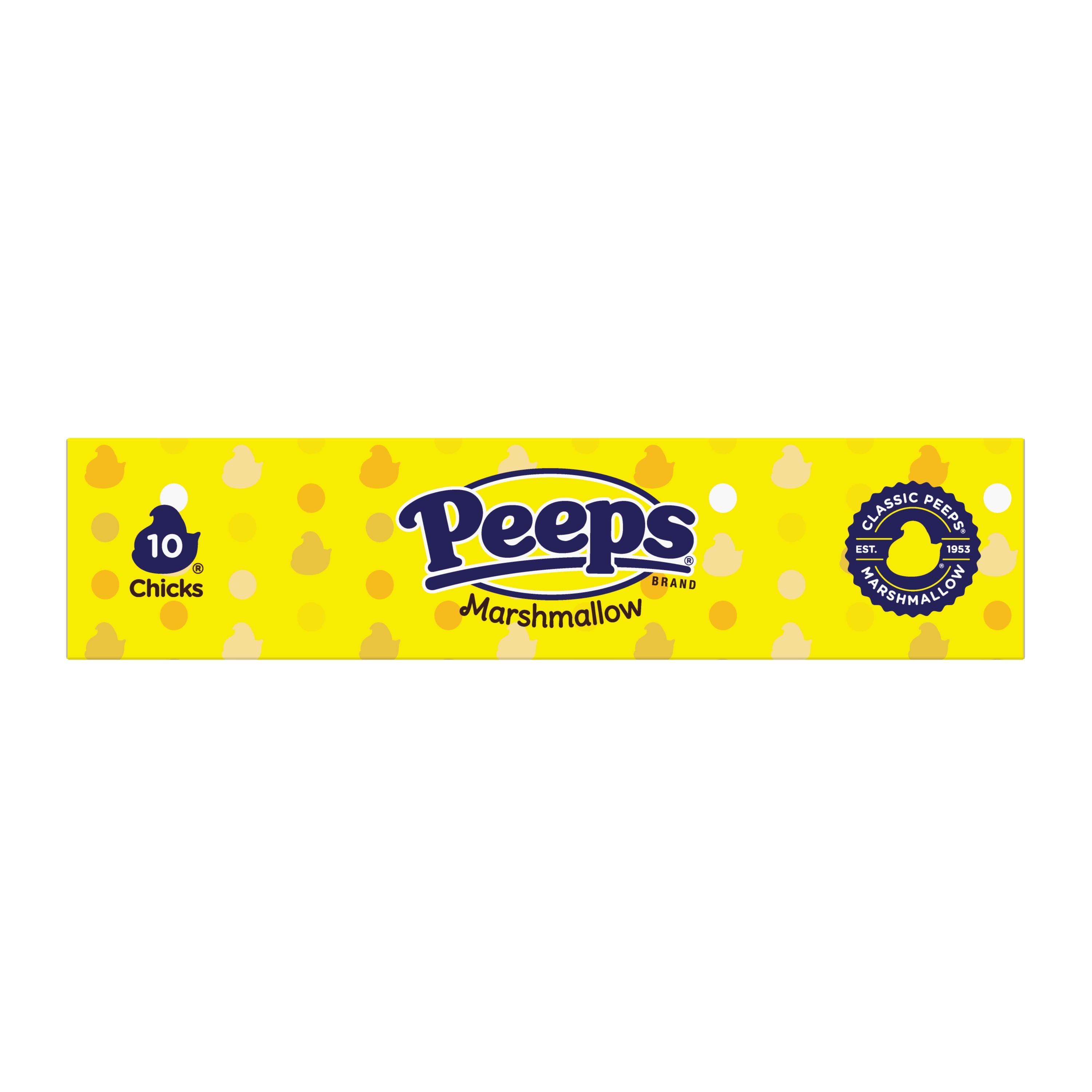 PEEPS Yellow Marshmallow Chicks, Easter Candy - 10 Count (3.0 Ounces)
