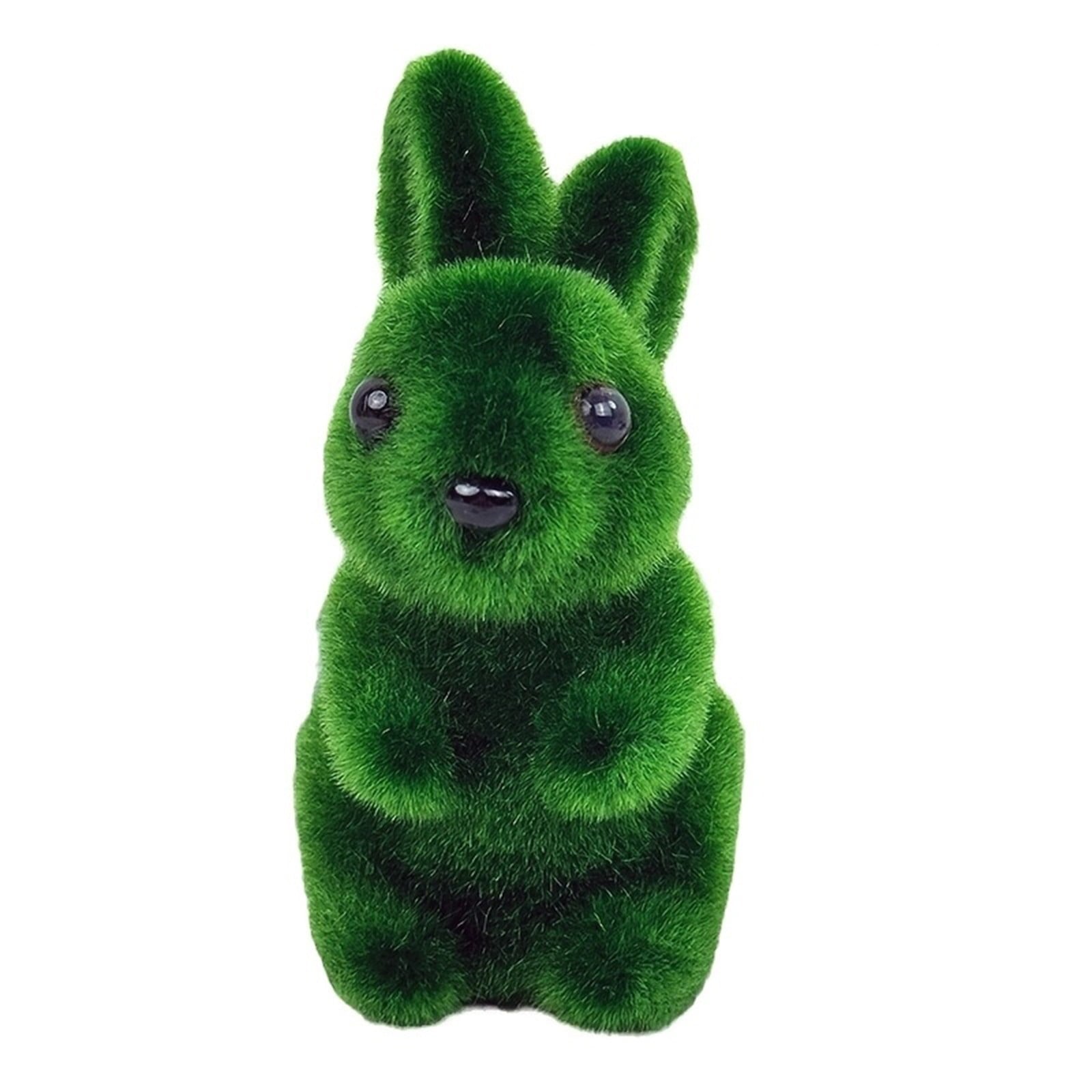 Tyidzon Easter Bunny Figurines, Resin Moss Rabbit Statues Easter Decorations, Flocked Bunny Easter Ornaments for Home Spring Tabletop Outdoor, 4.3"
