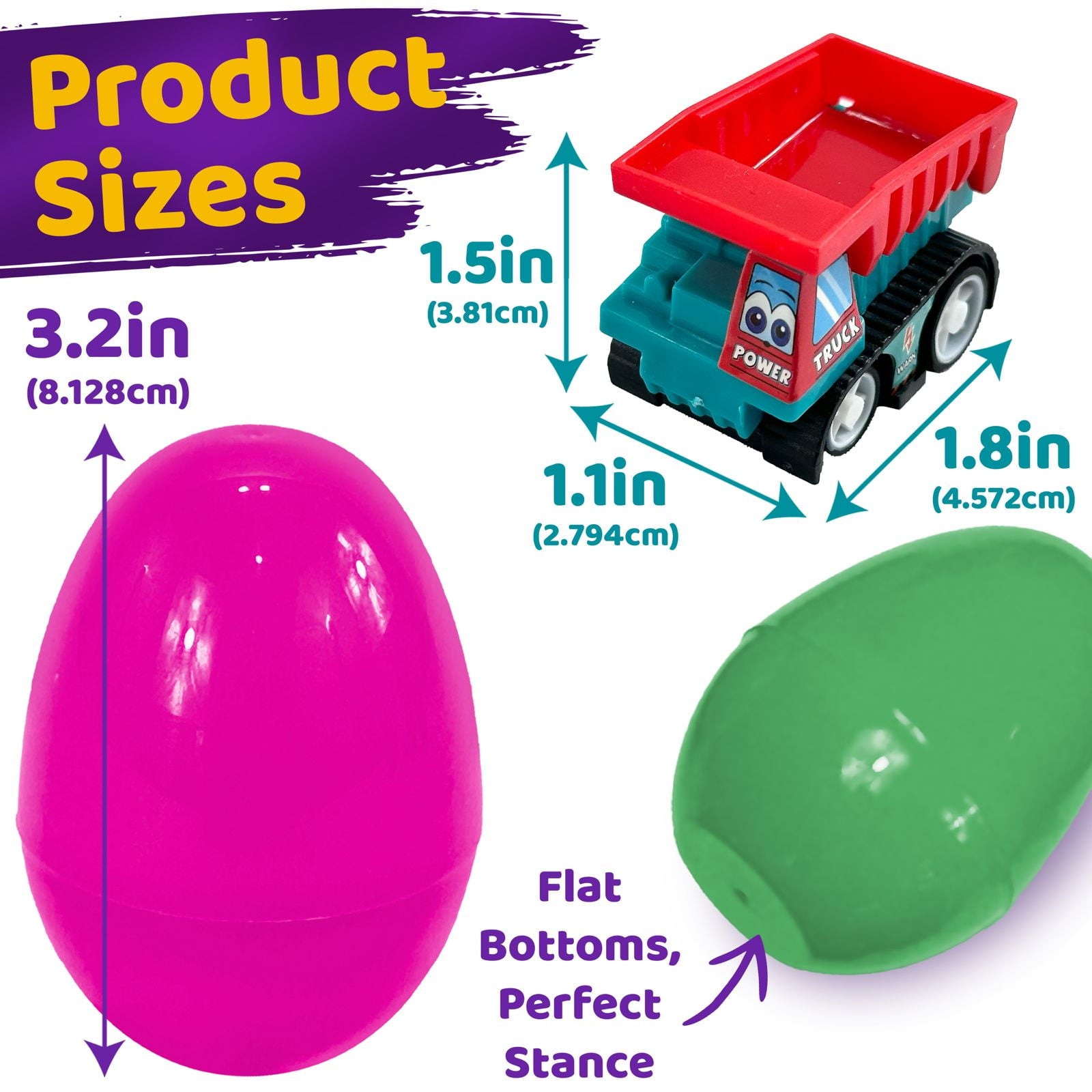 Stargo 8 Pack Colorful Prefilled Easter Eggs with toys - Construction Engineering Vehicles, pull-back cars, Bright Plastic Easter Eggs Filled, Basket Fillers Egg Hunts, Party Favors, Boys Goodie Bags