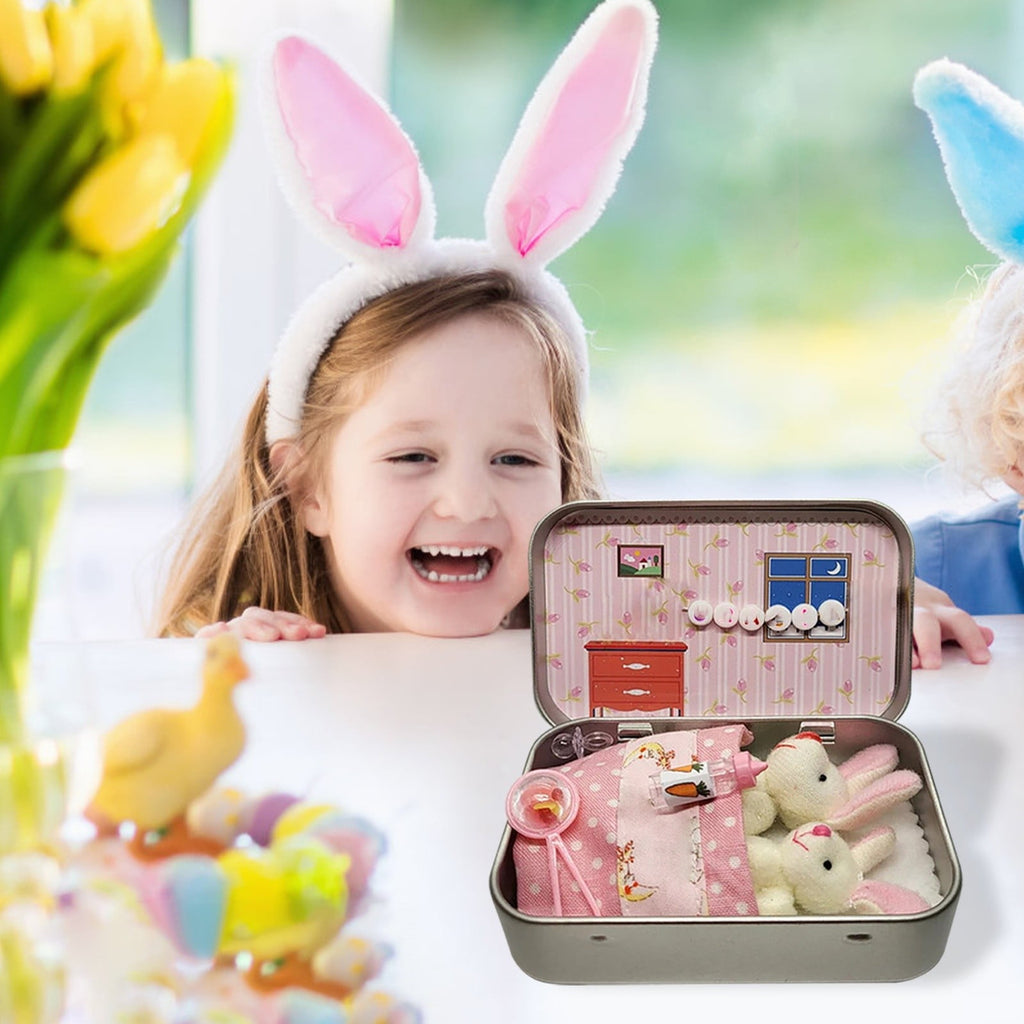 Clearance Items！ Small Pocket Bunnies Easter Basket Stuffing Easter For Kids DIY Pet Adoption Easter Baskets. Bunny Pocket Box Easter Stuffed Animal For Children