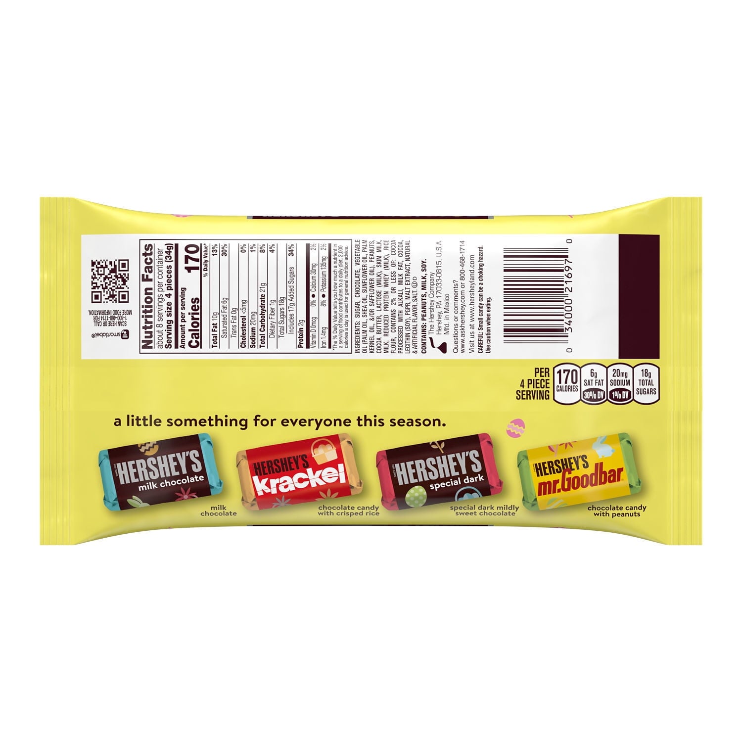 Hershey's Miniatures Assorted Chocolate, Easter Candy Individually Wrapped, Bag, 9.9 oz