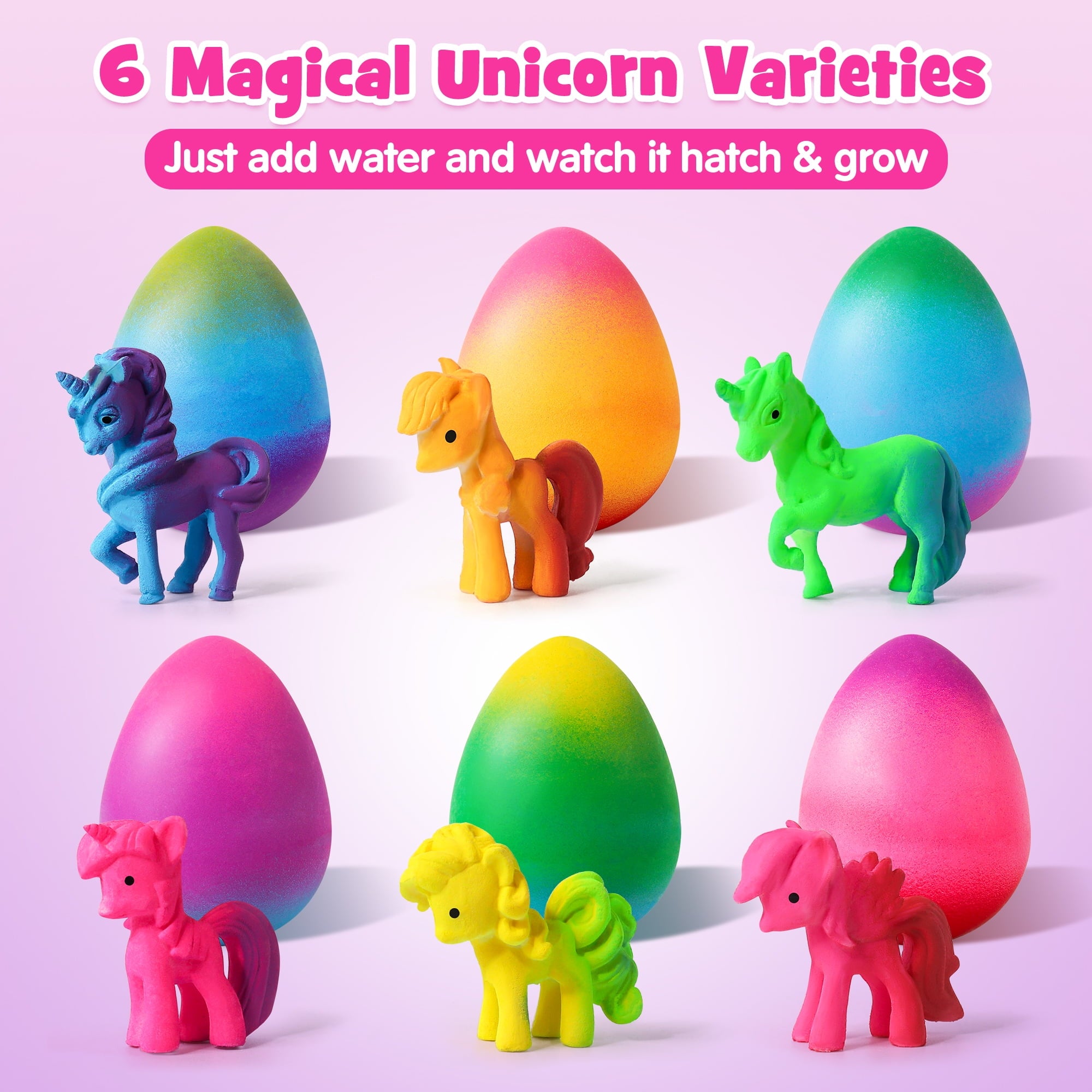 Mocoosy Unicorn Hatching Eggs for Kids, 6 Pack Unicorn Toys Surprise Grows 600%, Birthday Easter Basket Stuffers Crafts Gift for Kids 4-8, Party Favors for Kids  Girl Gifts for Ages 3 4 5 6 7 8
