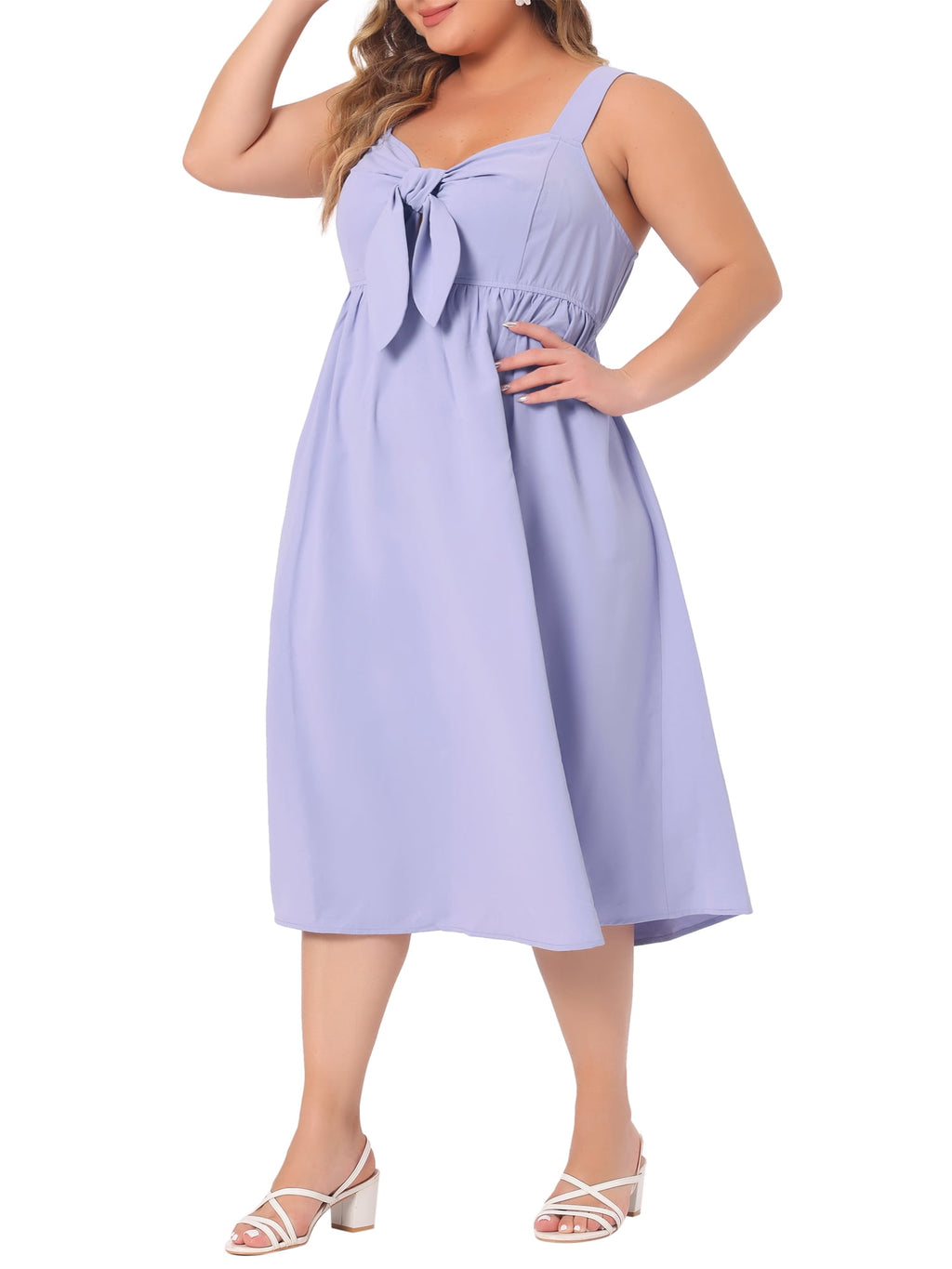 Agnes Orinda Women's Plus Size Easter Cami Dress Flowy Midi Spring Summer Dresses with Cute Bow 2X Purple