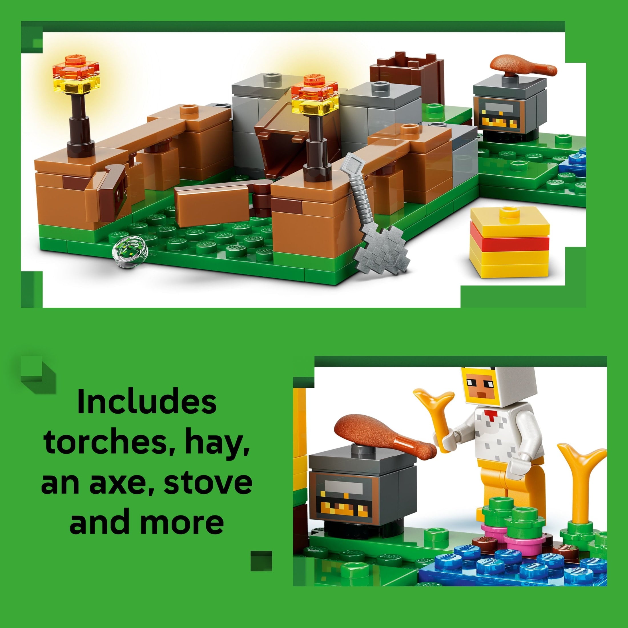 LEGO Minecraft Chicken Farm - Building Toy for Boys & Girls, Ages 7+ - Easter Basket Stuffer for Kids - Video Game Playset for Fans - W/ Chicken Fan Minifigure - 21585
