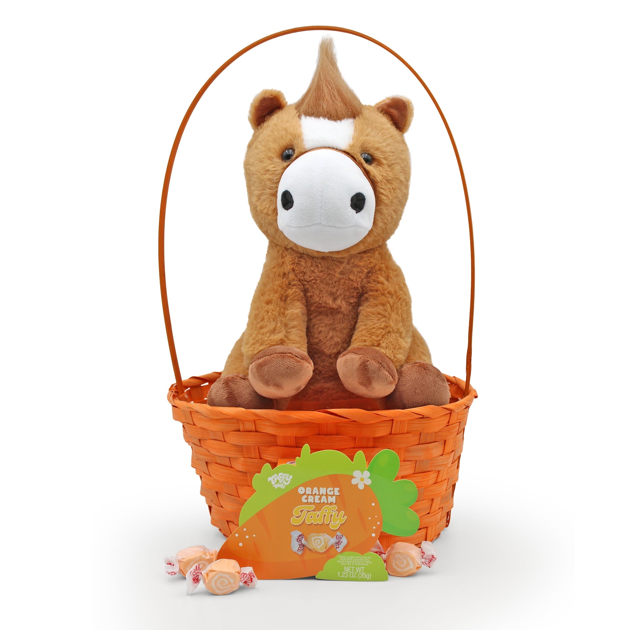 Brown Horse Plush Prefilled Easter Basket, by Megatoys