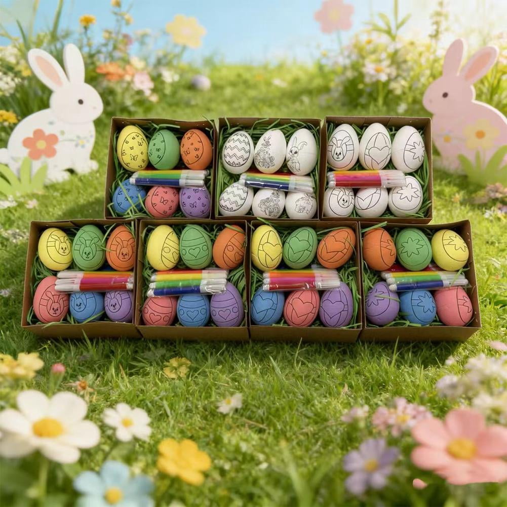 DIY Easter Egg Coloring Kit, 6 Pcs, 13×4.5×13cm, Lightweight and Gift - Ready for Easter Decor