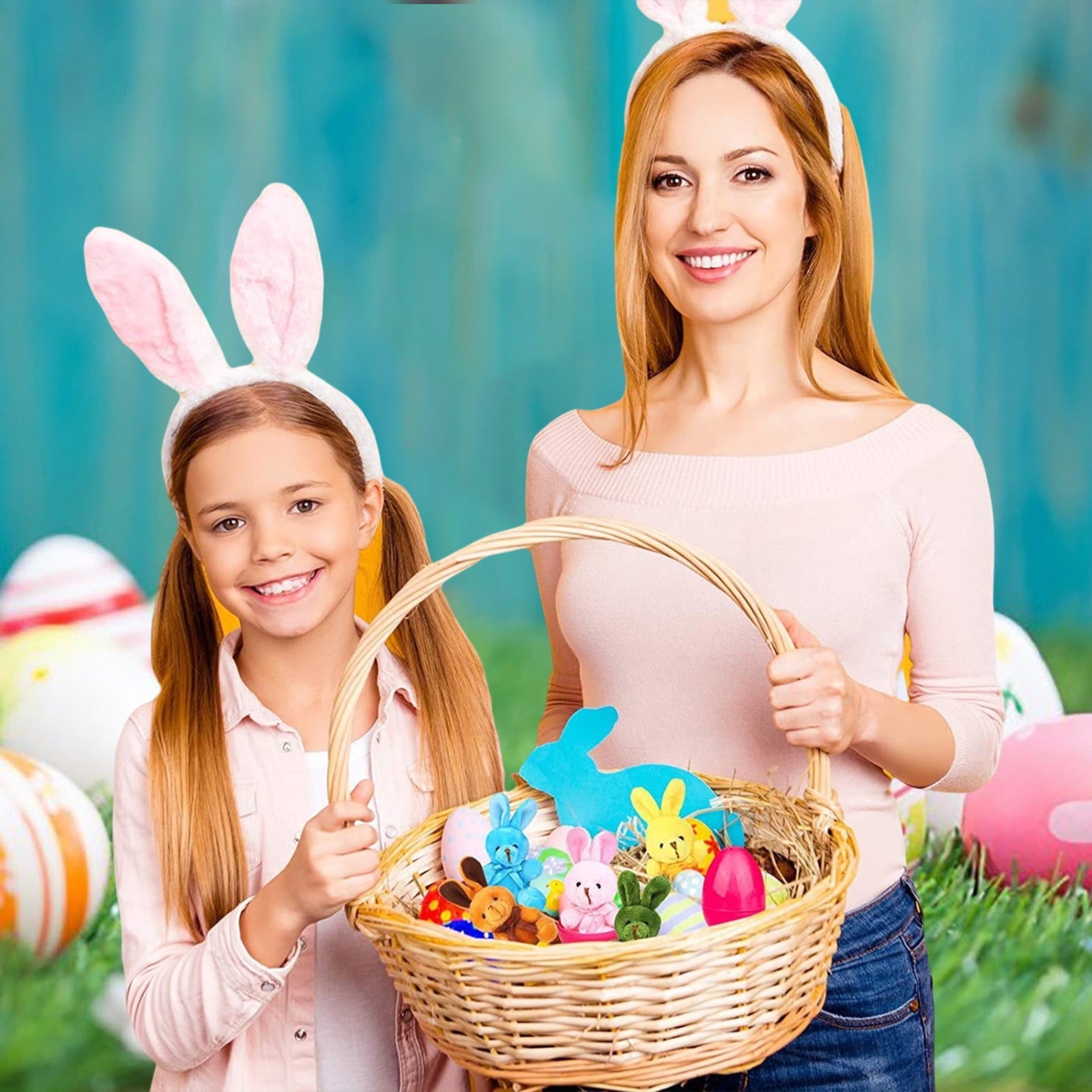 12 Pack Prefilled Easter Eggs with Stuffed Animals,3.3" Plastic Easter Eggs Filled with Bunny Toys,Perfect for Party Basket Stuffers Fillers (A)