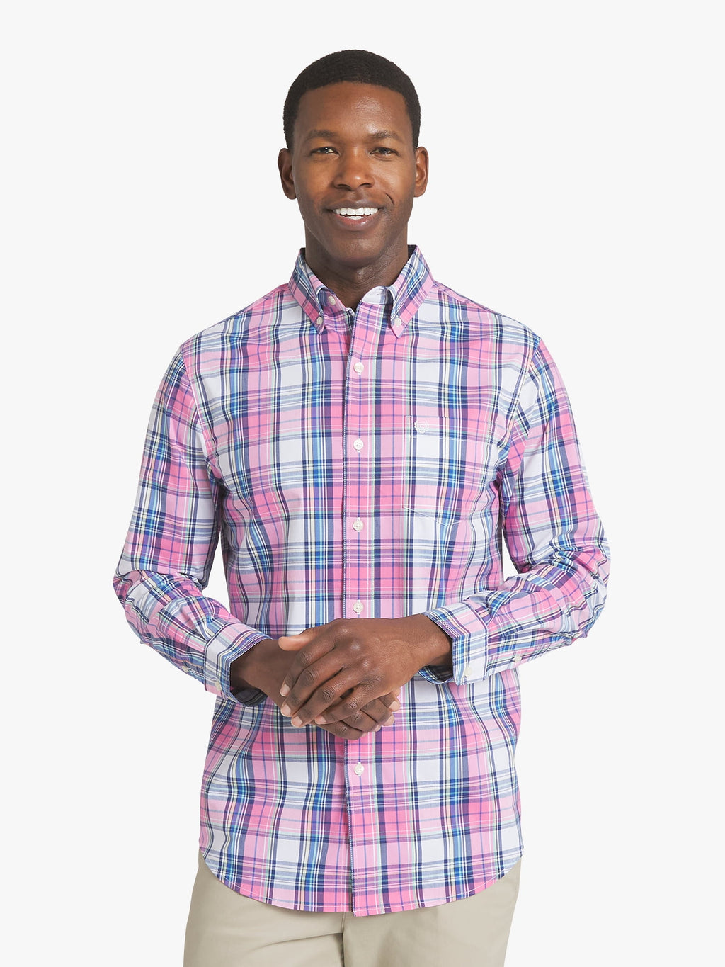 Chaps Men's & Big Men's Long Sleeve Easy Care Stretch Poplin Shirt, Sizes S-3XL