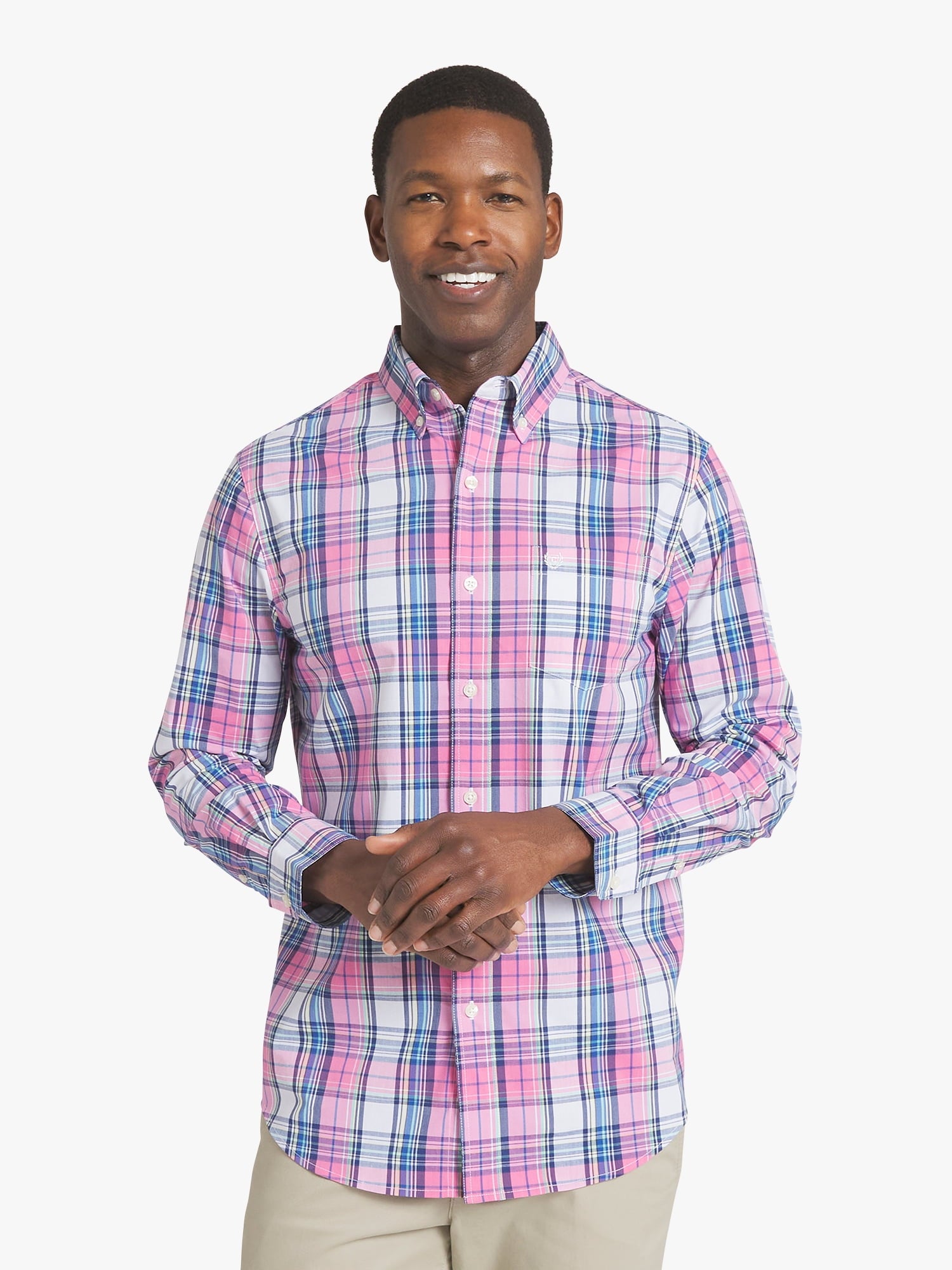 Chaps Men's & Big Men's Long Sleeve Easy Care Stretch Poplin Shirt, Sizes S-3XL