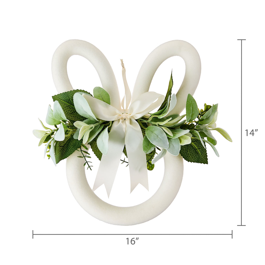 Flocked Bunny Head Wreath, White, 14", Easter by Way To Celebrate