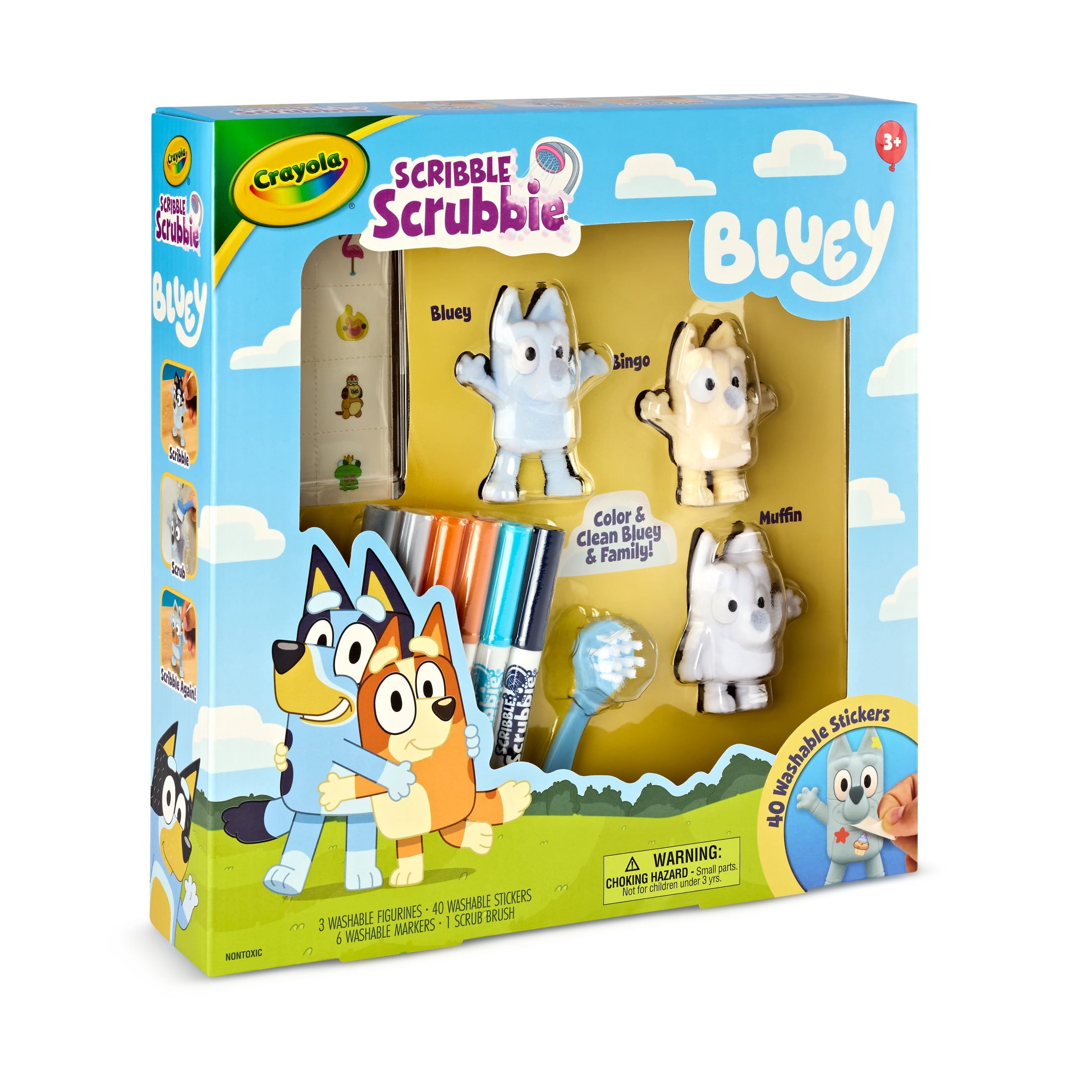 Crayola Bluey Scribble Scrubbie Pets Playset, 3 Count, Easter Basket Essentials, Bluey Toy, Arts and Crafts, Easter Gift for Toddlers, Ages 3+