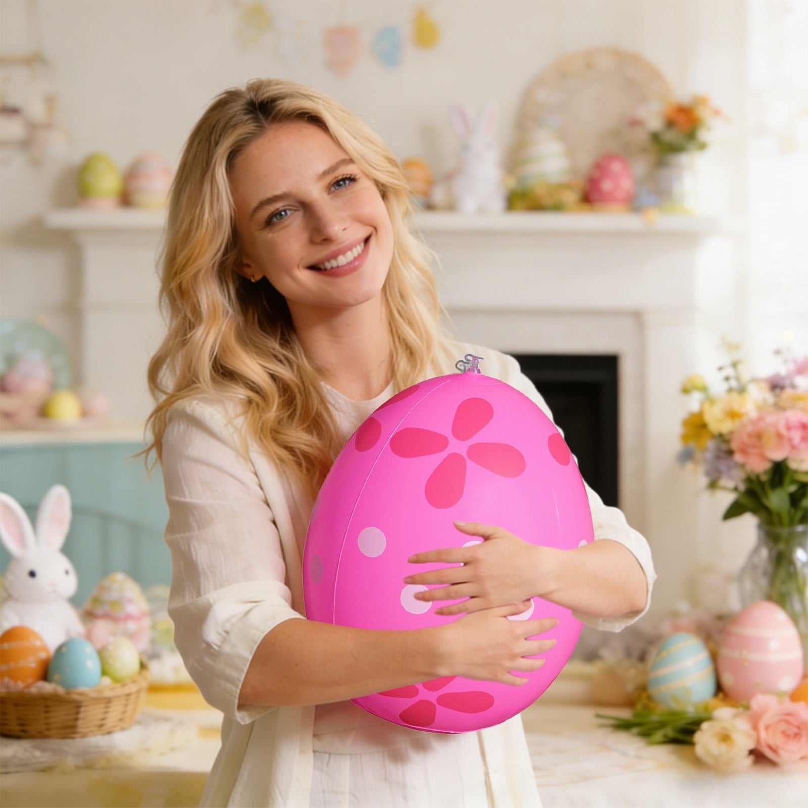 AuroraX Inflatable Easter Egg 14 Inch Durable Pvc Blow-Up Colorful Egg for Yard Lawn Garden Waterproof Outdoor Holiday Decor for Party and Pool