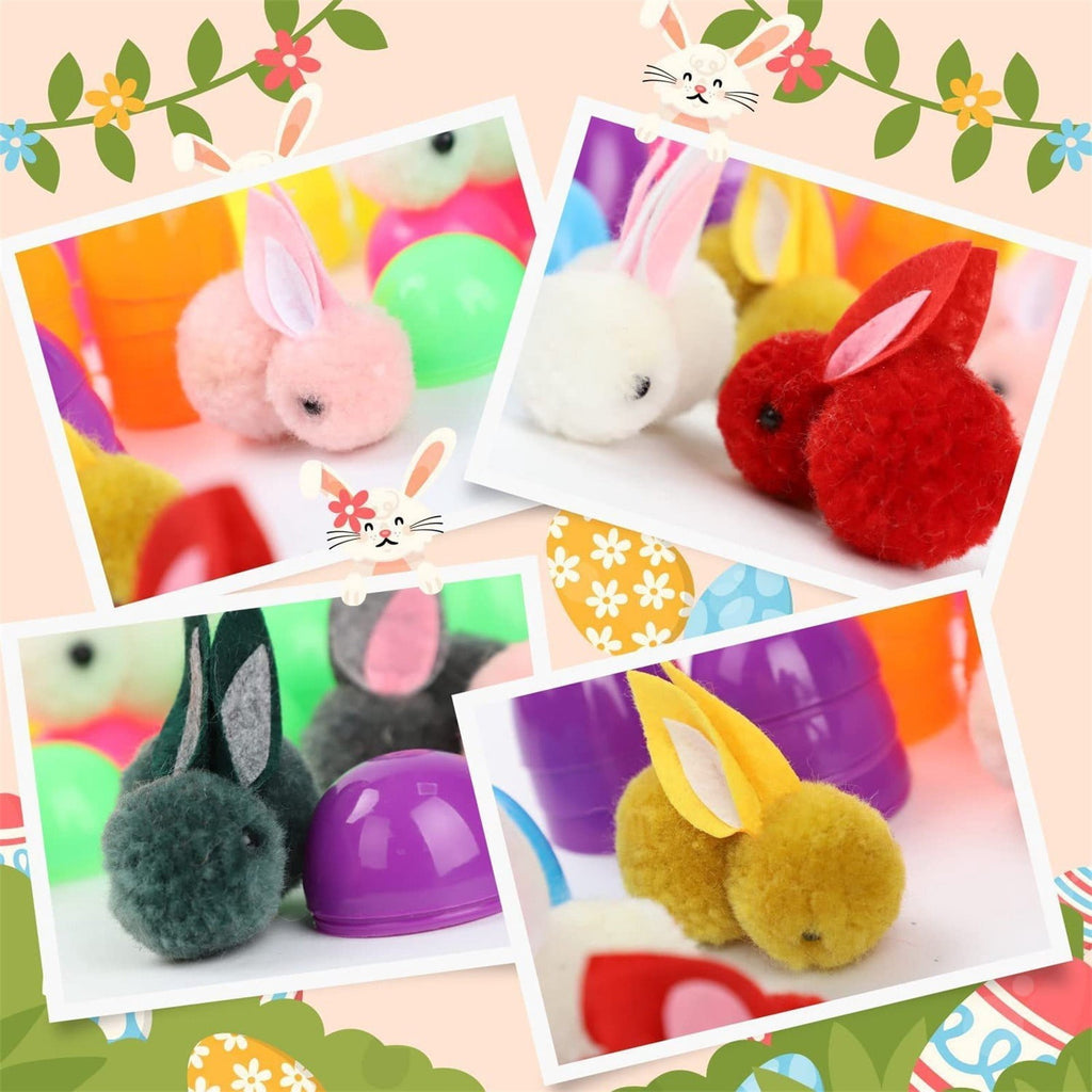 Tyidzon Easter Eggs with Plush Bunny Inside, 12/24 Pack Plush Rabbit in Plastic Eggs, 2.8" Mini Surprise Easter Toys for Basket Stuffers Eggs Hunt Party Favors