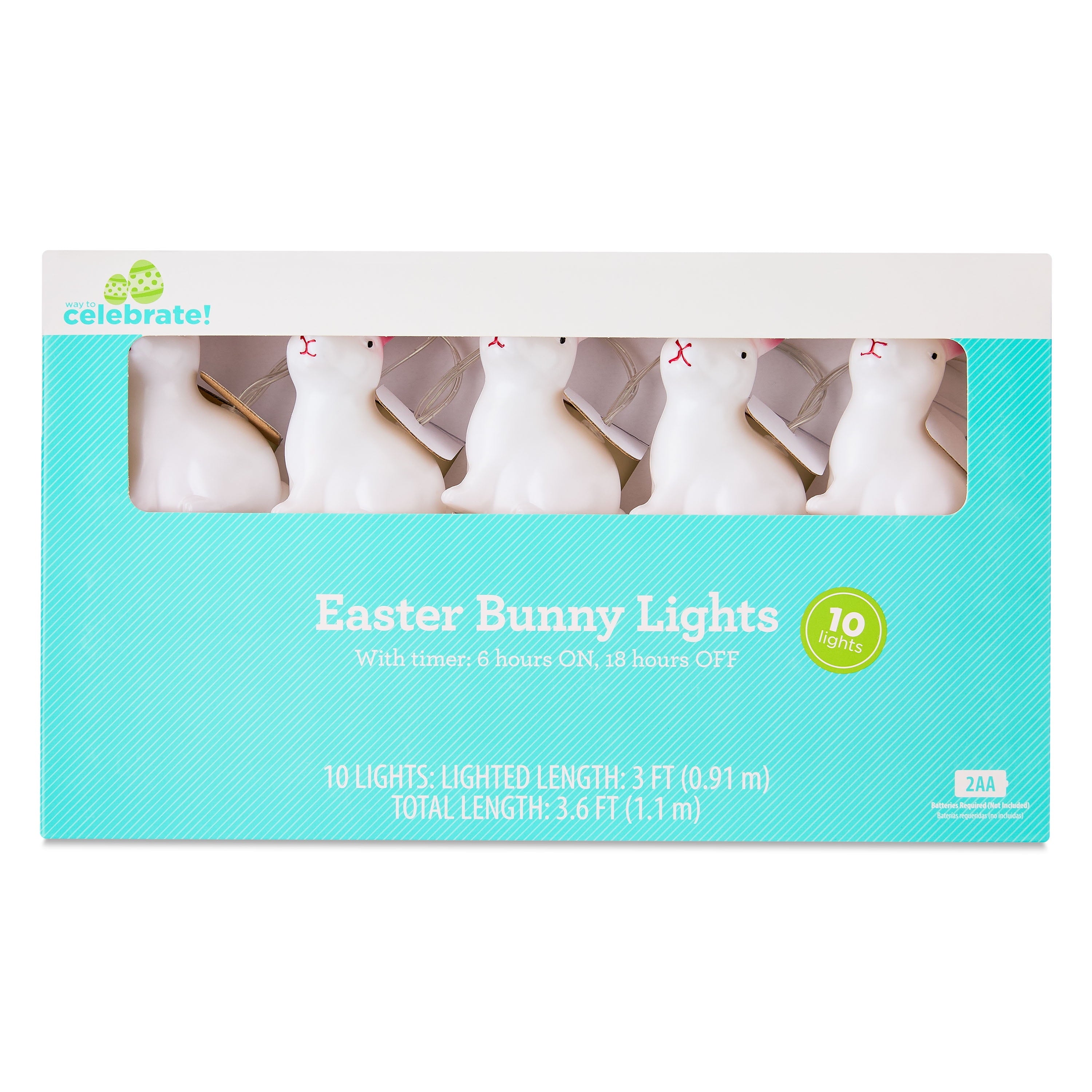 Battery-Operated Bunny Lights, 3', Easter by Way To Celebrate