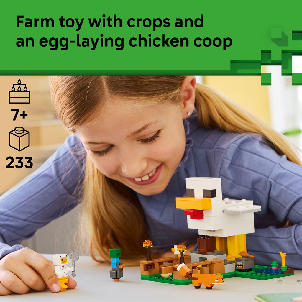 LEGO Minecraft Chicken Farm - Building Toy for Boys & Girls, Ages 7+ - Easter Basket Stuffer for Kids - Video Game Playset for Fans - W/ Chicken Fan Minifigure - 21585