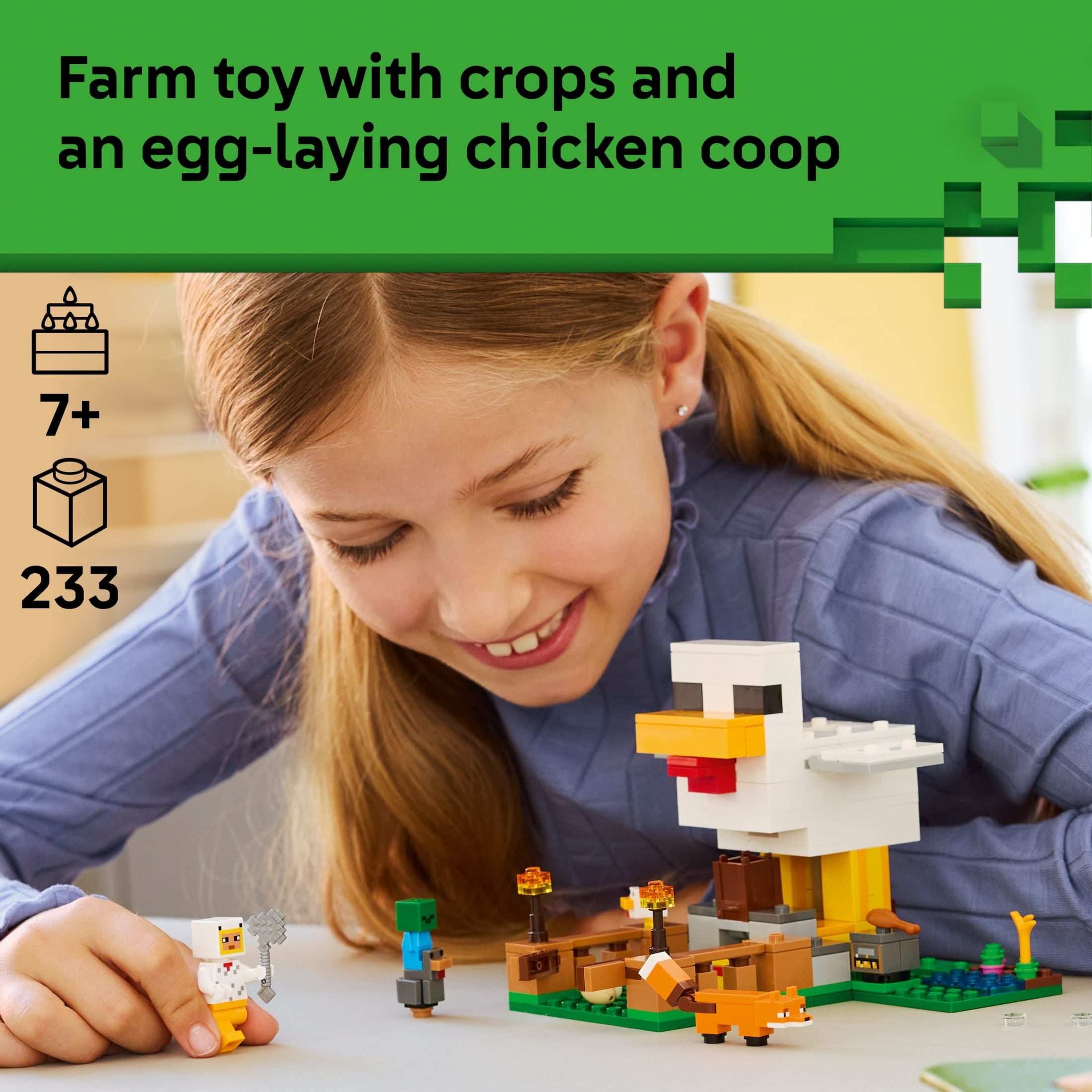 LEGO Minecraft Chicken Farm - Building Toy for Boys & Girls, Ages 7+ - Easter Basket Stuffer for Kids - Video Game Playset for Fans - W/ Chicken Fan Minifigure - 21585