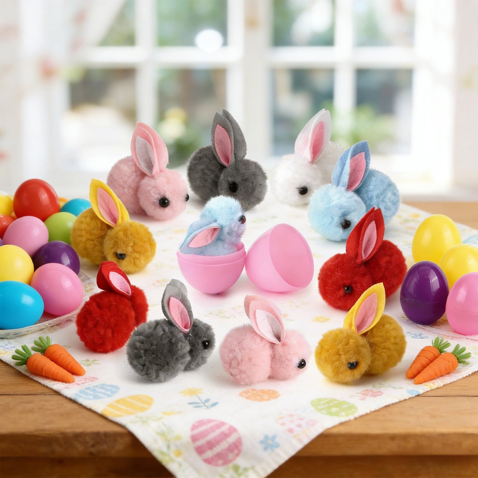 Tyidzon Easter Eggs with Plush Bunny Inside, 12/24 Pack Plush Rabbit in Plastic Eggs, 2.8" Mini Surprise Easter Toys for Basket Stuffers Eggs Hunt Party Favors