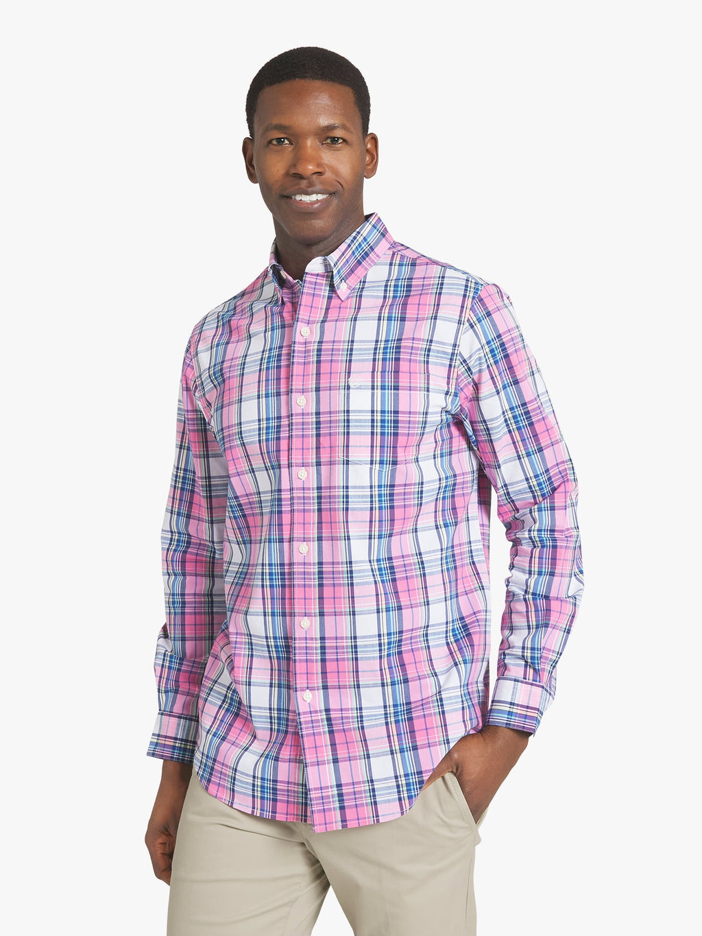 Chaps Men's & Big Men's Long Sleeve Easy Care Stretch Poplin Shirt, Sizes S-3XL
