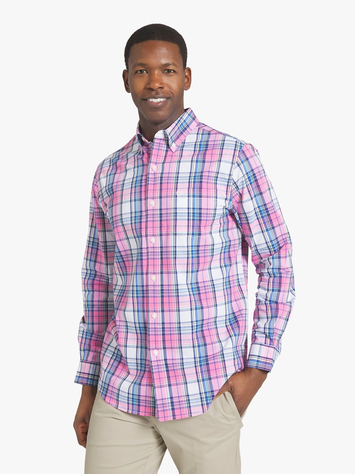 Chaps Men's & Big Men's Long Sleeve Easy Care Stretch Poplin Shirt, Sizes S-3XL