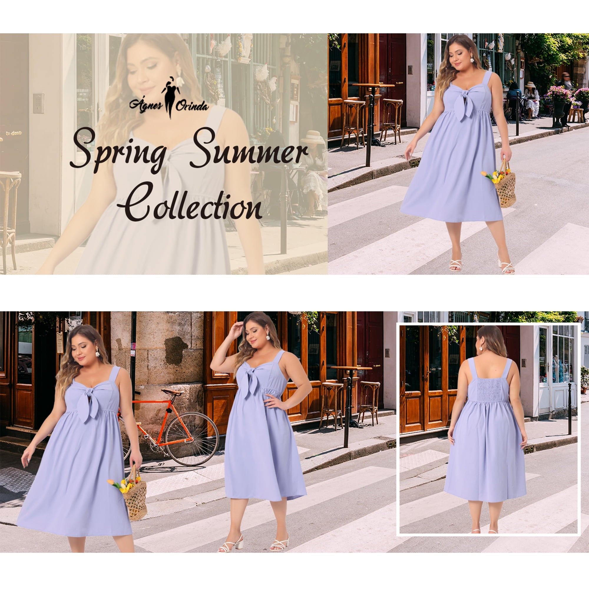 Agnes Orinda Women's Plus Size Easter Cami Dress Flowy Midi Spring Summer Dresses with Cute Bow 2X Purple