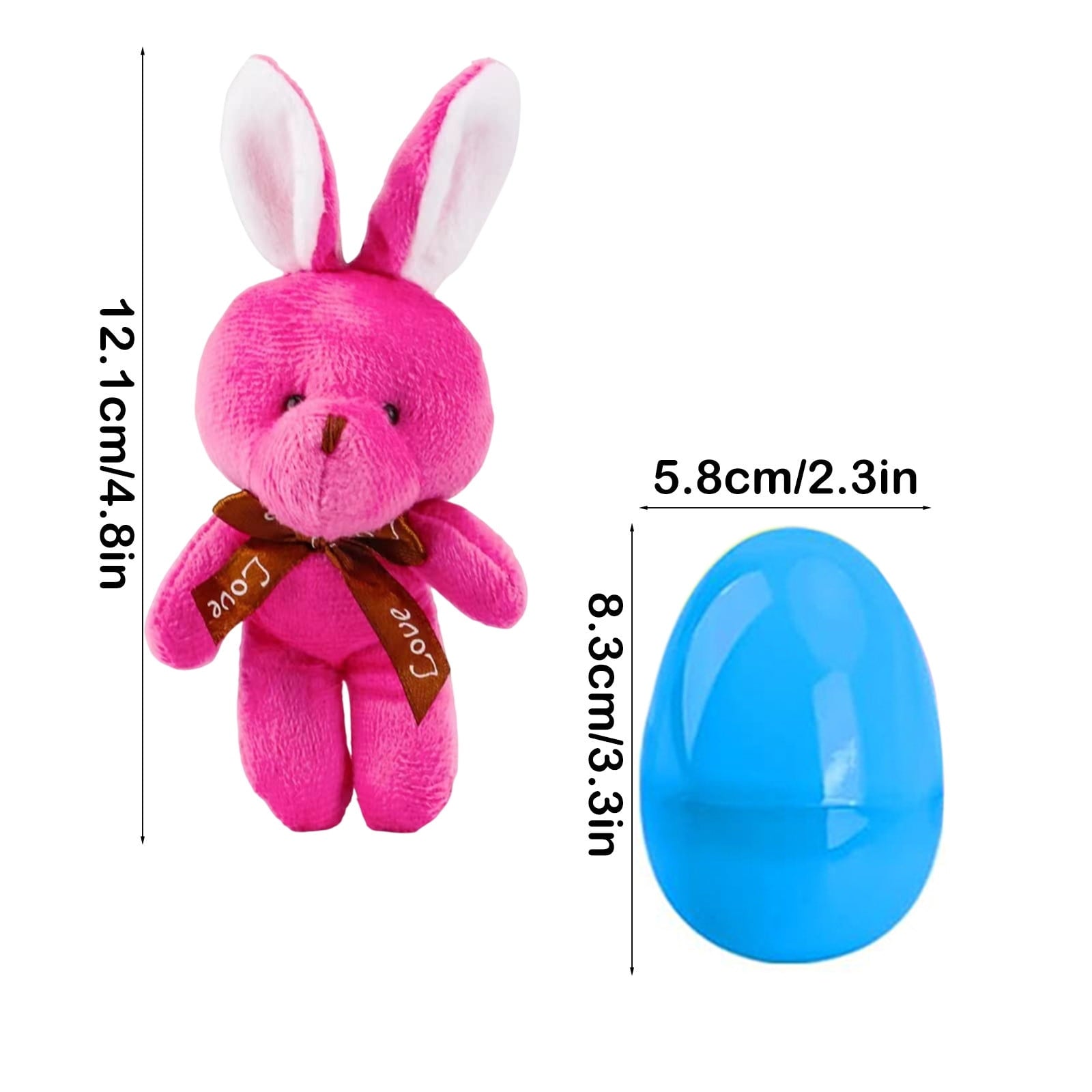 12 Pack Prefilled Easter Eggs with Stuffed Animals,3.3" Plastic Easter Eggs Filled with Bunny Toys,Perfect for Party Basket Stuffers Fillers (A)