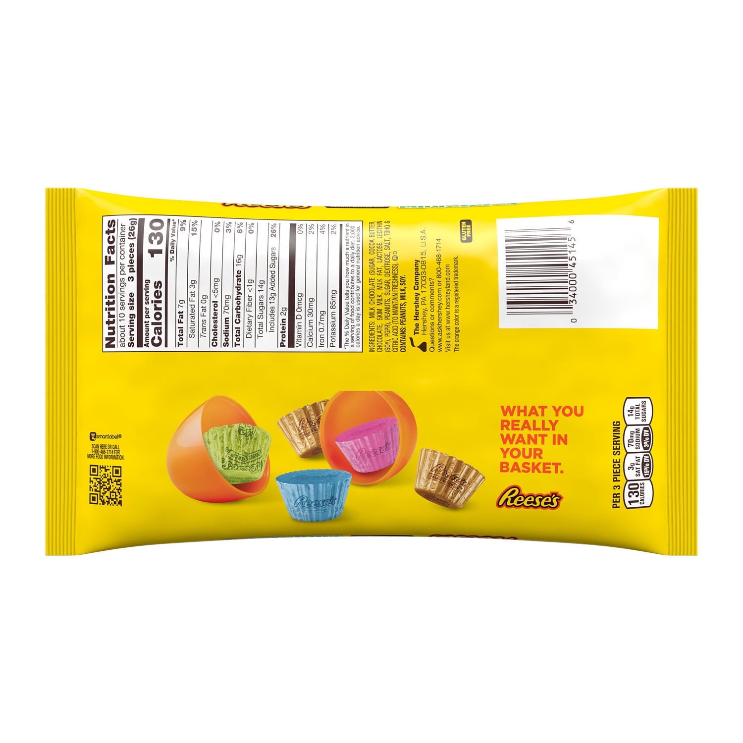 REESE'S Miniatures Milk Chocolate Peanut Butter Cups, Easter Candy Bag, 9.6 oz