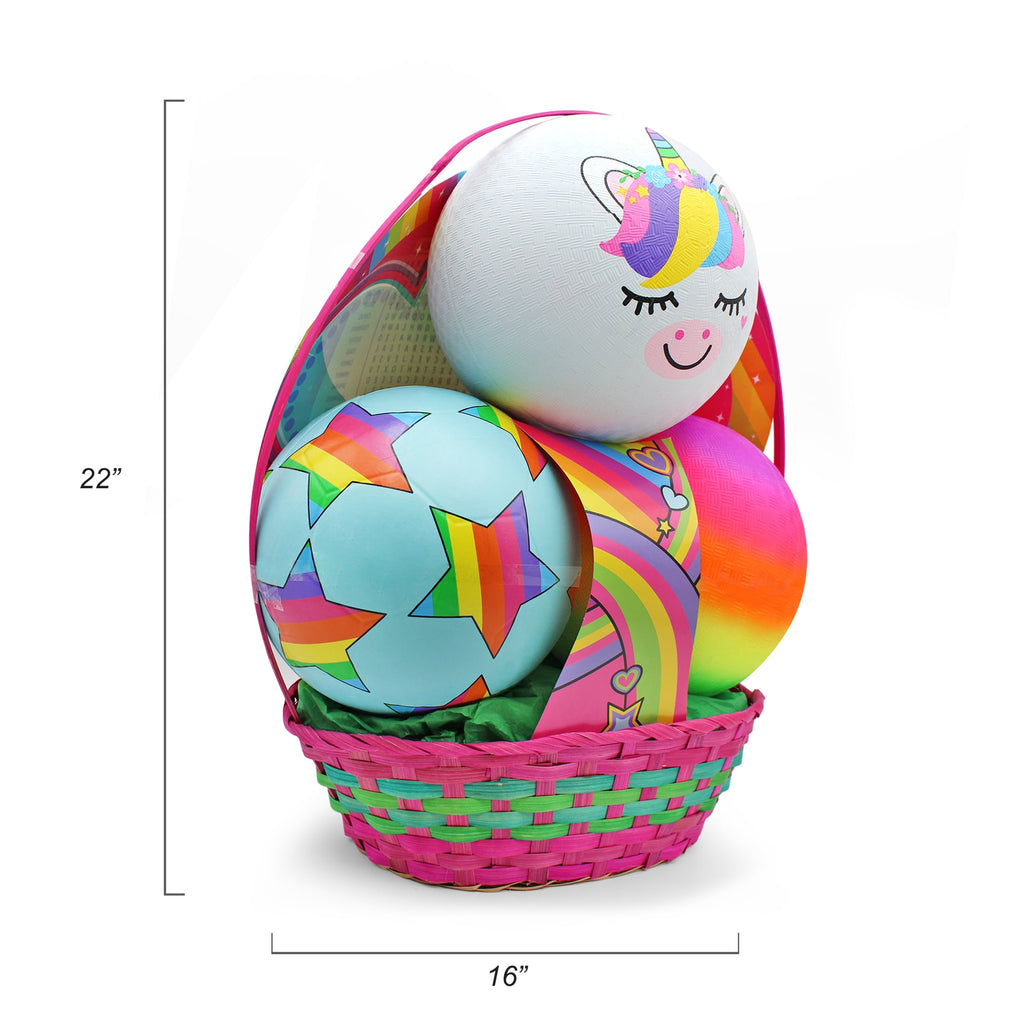 3 Ball Girls Unicorn Prefilled Easter Basket, by Megatoys