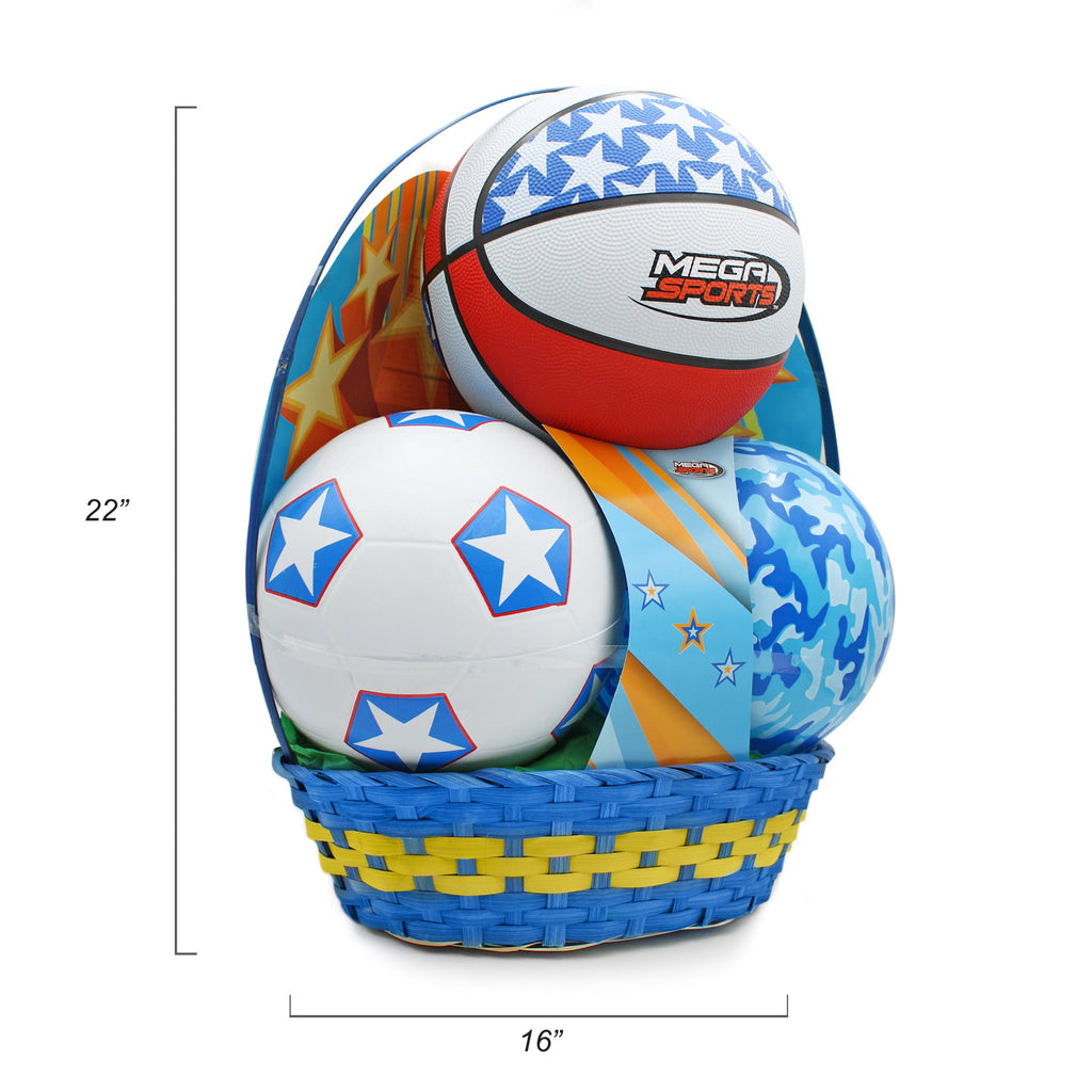 3 Ball Boys Prefilled Easter Basket, Megatoys