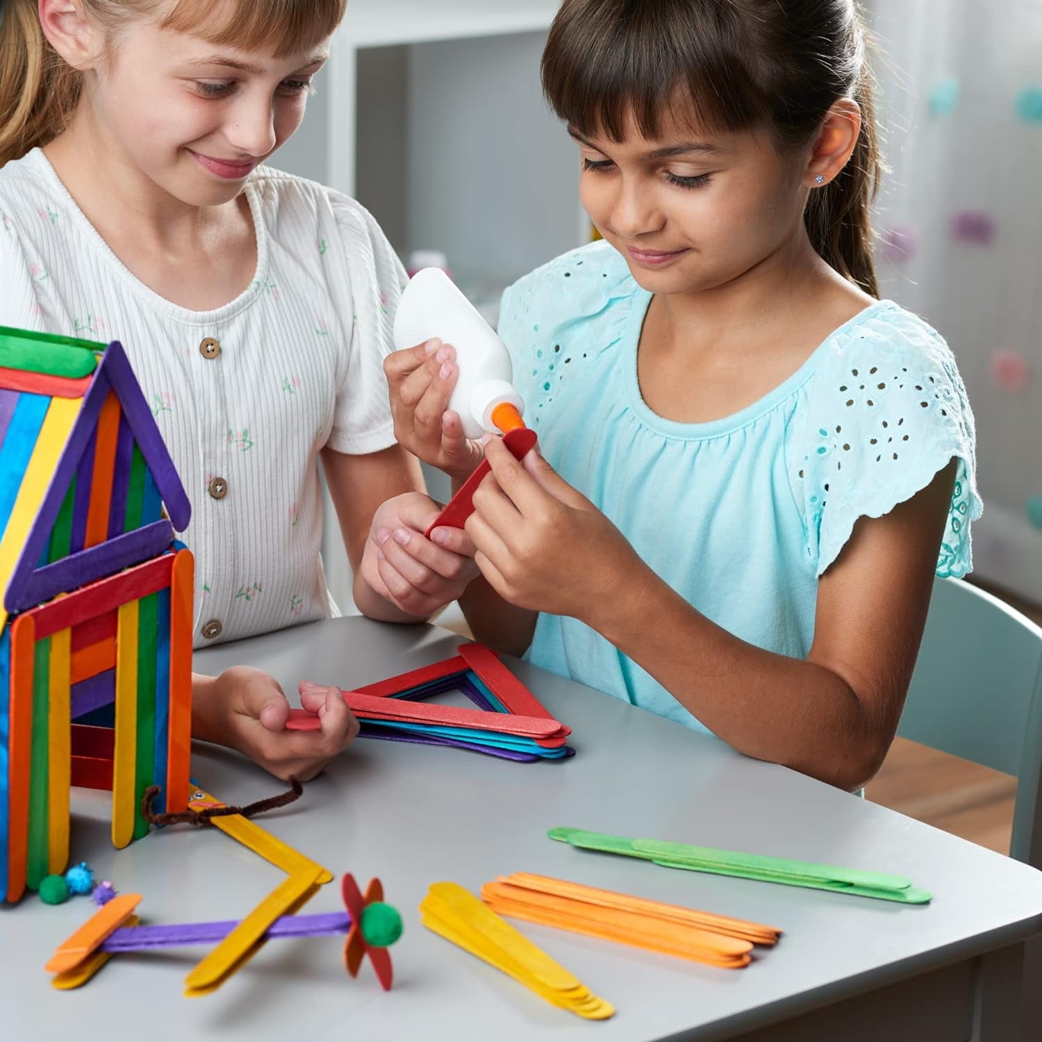 GUSTO 6" Colored Popsicle Stick Set Wooden Sticks for Crafts, Assorted 100-Pack
