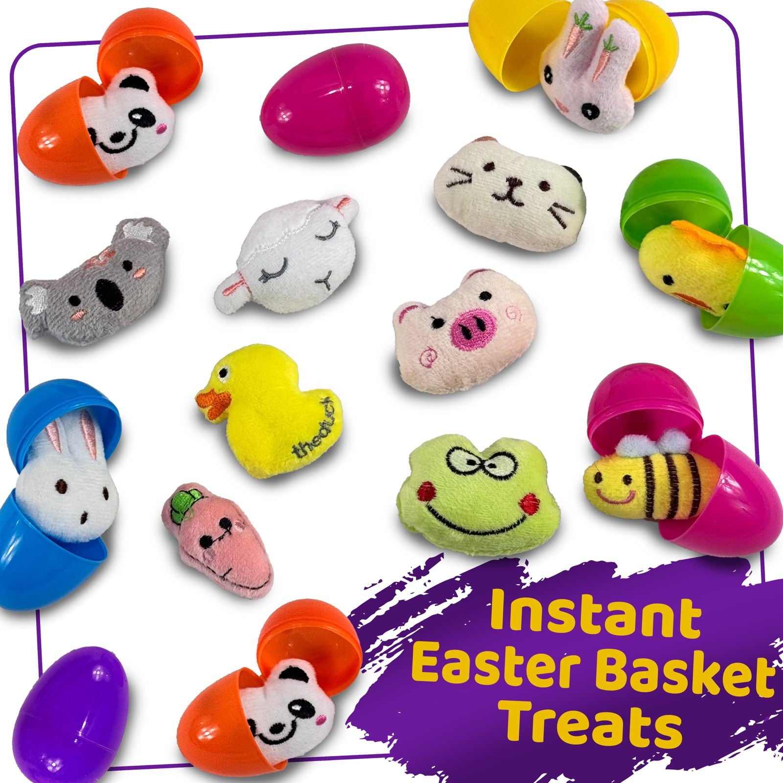 Stargo 12 Pack Colorful Prefilled Easter Eggs with Mini Plush Toys Bright Plastic Easter Eggs Filled, Basket Fillers for s for Egg Hunts, Party Favors, Goodie Bags