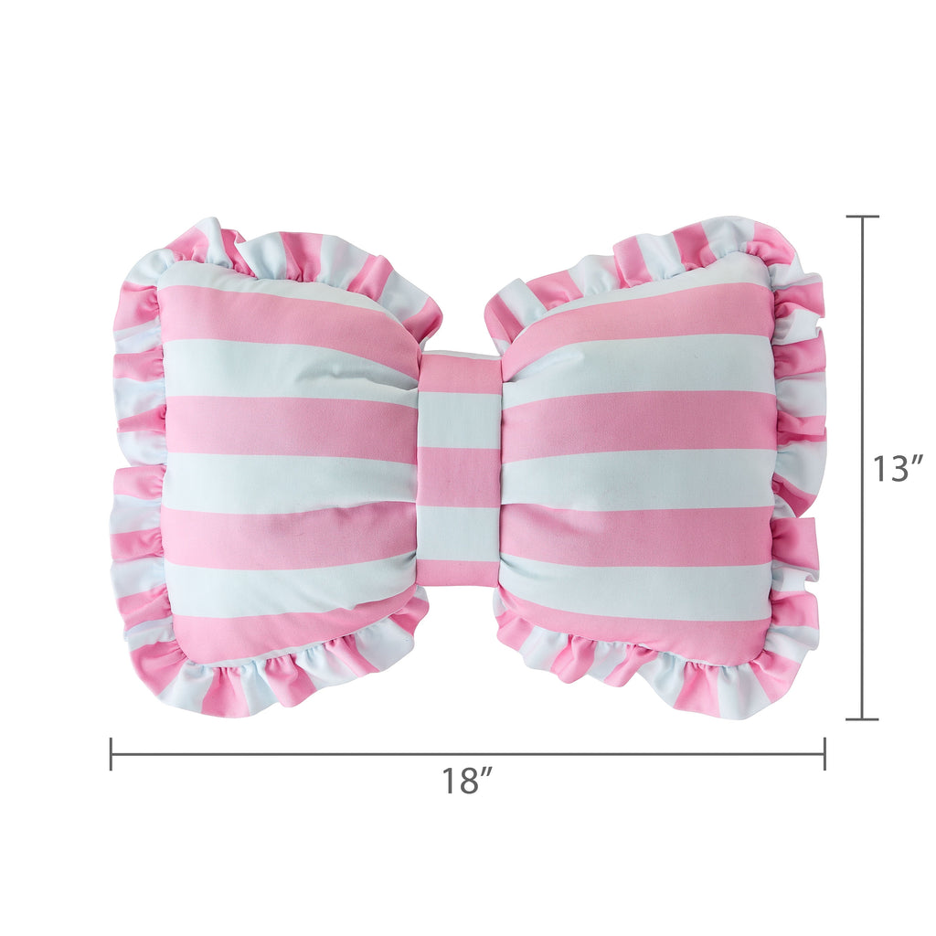 Striped Bow Decorative Pillow, Pink and White, 18" x 13", Easter by Way To Celebrate
