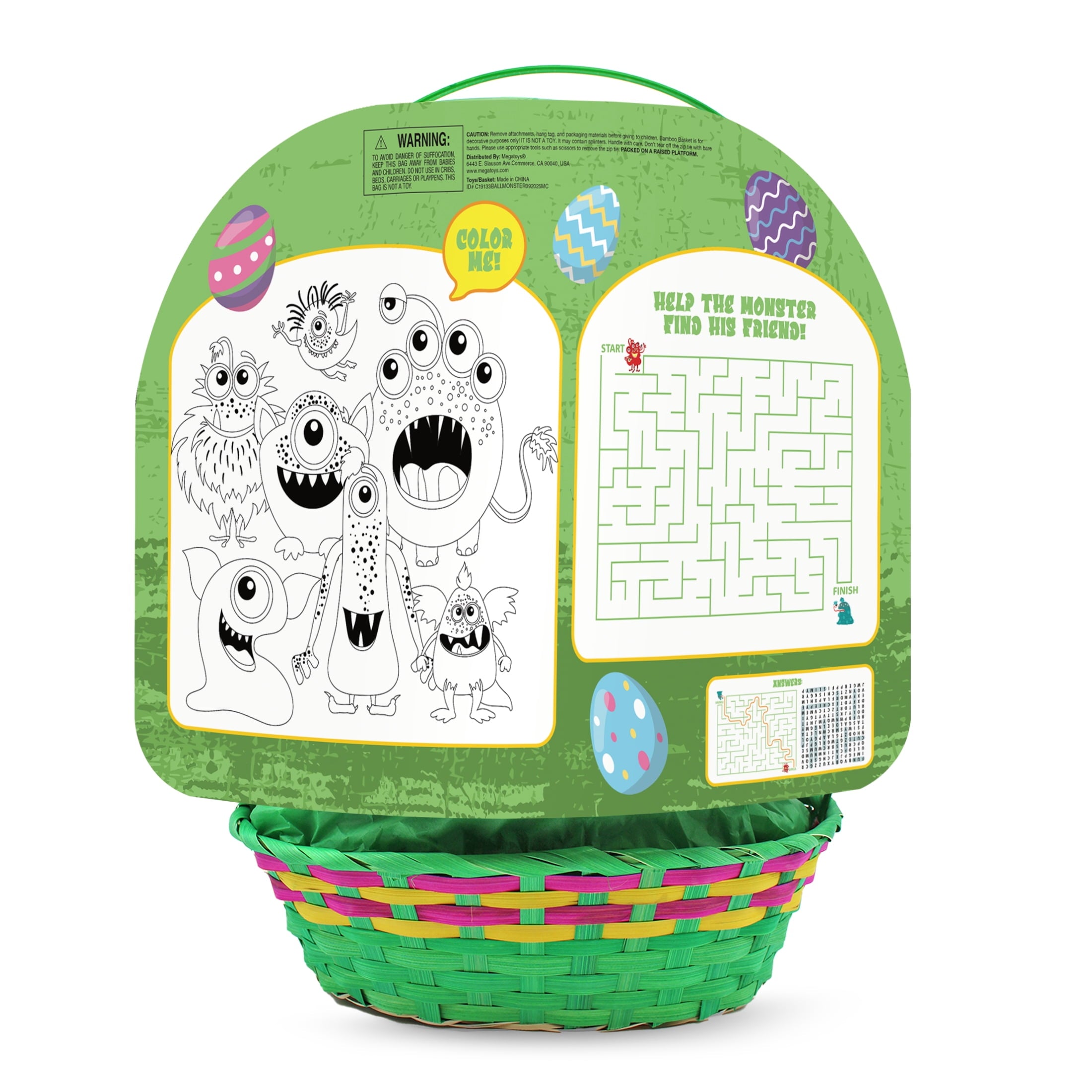 3 Ball Monster Ball Prefilled Easter Basket, by Megatoys