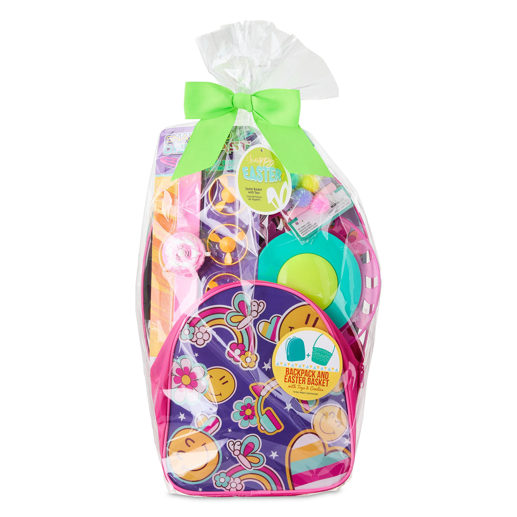 Prefilled Smiley Face Backpack Easter Basket Gift Set, by Wondertreats