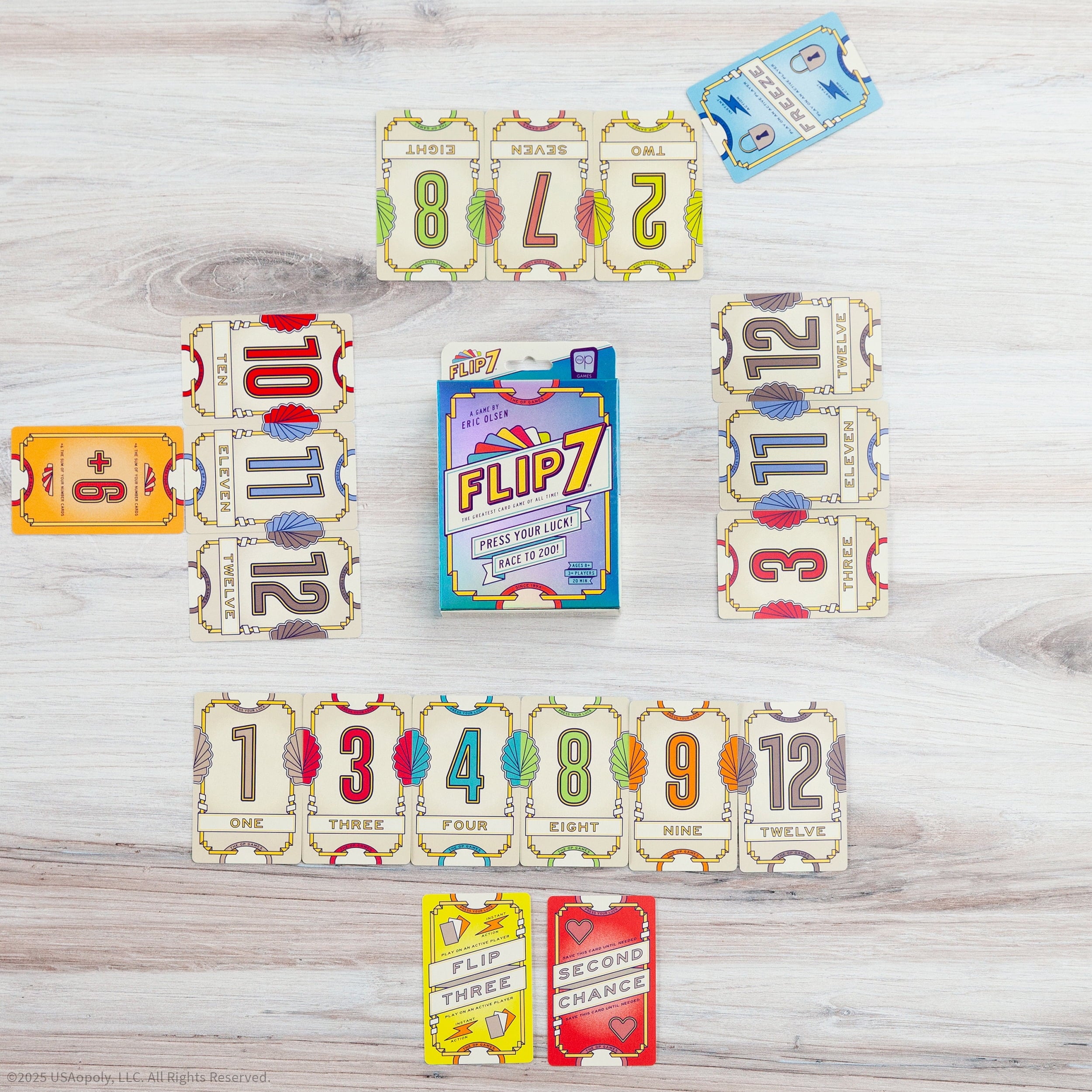 Flip 7, The Ultimate Blend of Press Your Luck and Strategy, Fast-Paced Addictive Card Game, Quick to Learn and Easy to Teach, Perfect for Game Nights, 3+ Players, Ages 8 & Up, by USAopoly