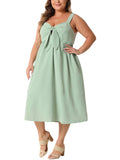 Agnes Orinda Women's Plus Size Easter Cami Dress Flowy Midi Spring Summer Dresses with Cute Bow 2X Purple