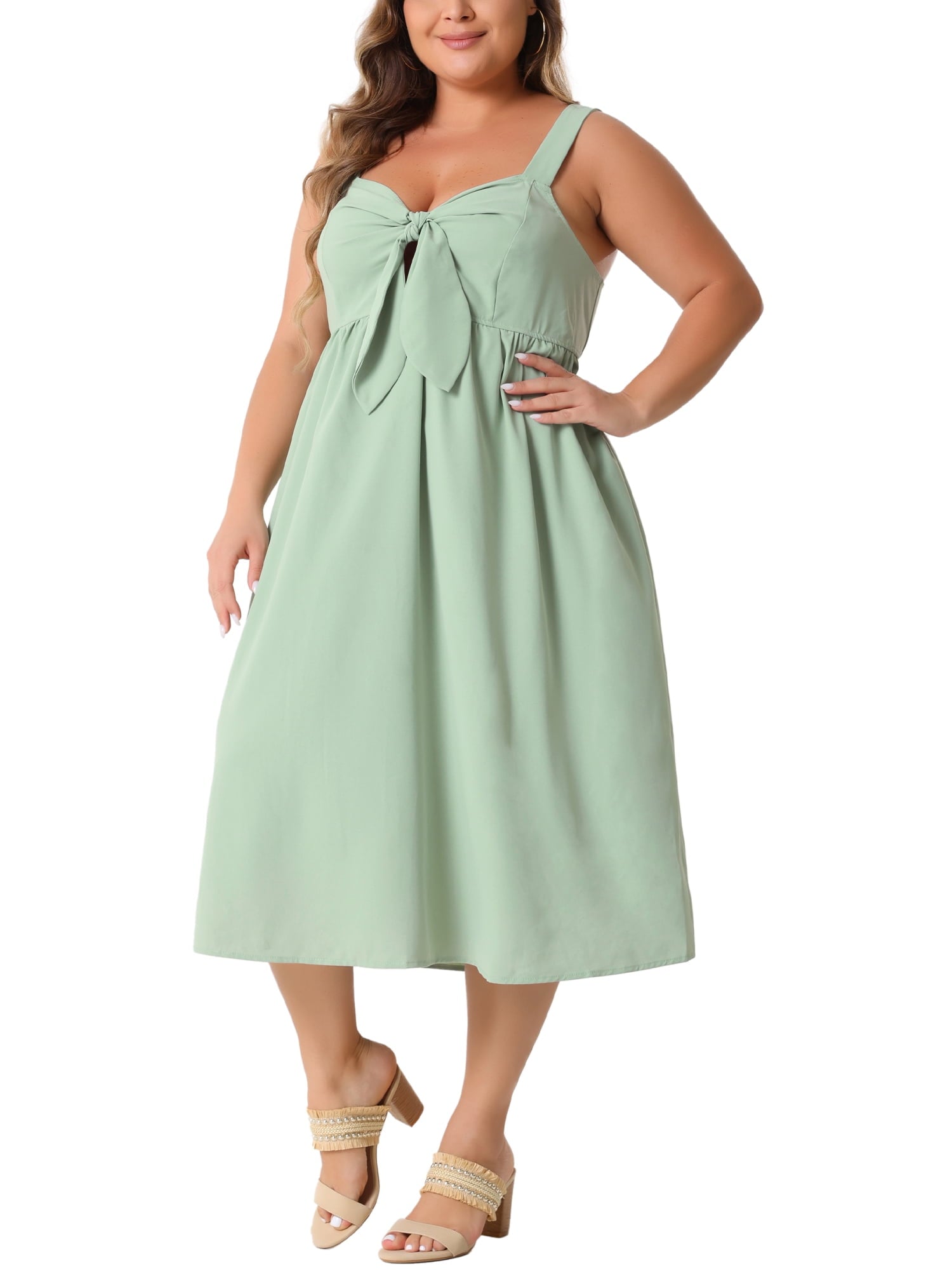 Agnes Orinda Women's Plus Size Easter Cami Dress Flowy Midi Spring Summer Dresses with Cute Bow 2X Purple
