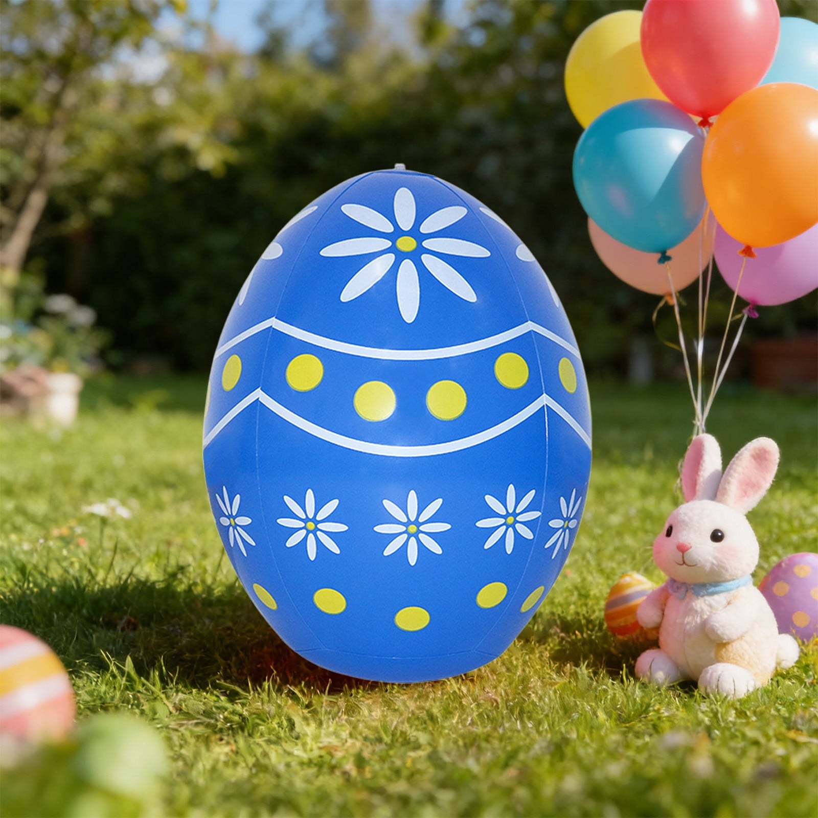 AuroraX Inflatable Easter Egg 14 Inch Durable Pvc Blow-Up Colorful Egg for Yard Lawn Garden Waterproof Outdoor Holiday Decor for Party and Pool