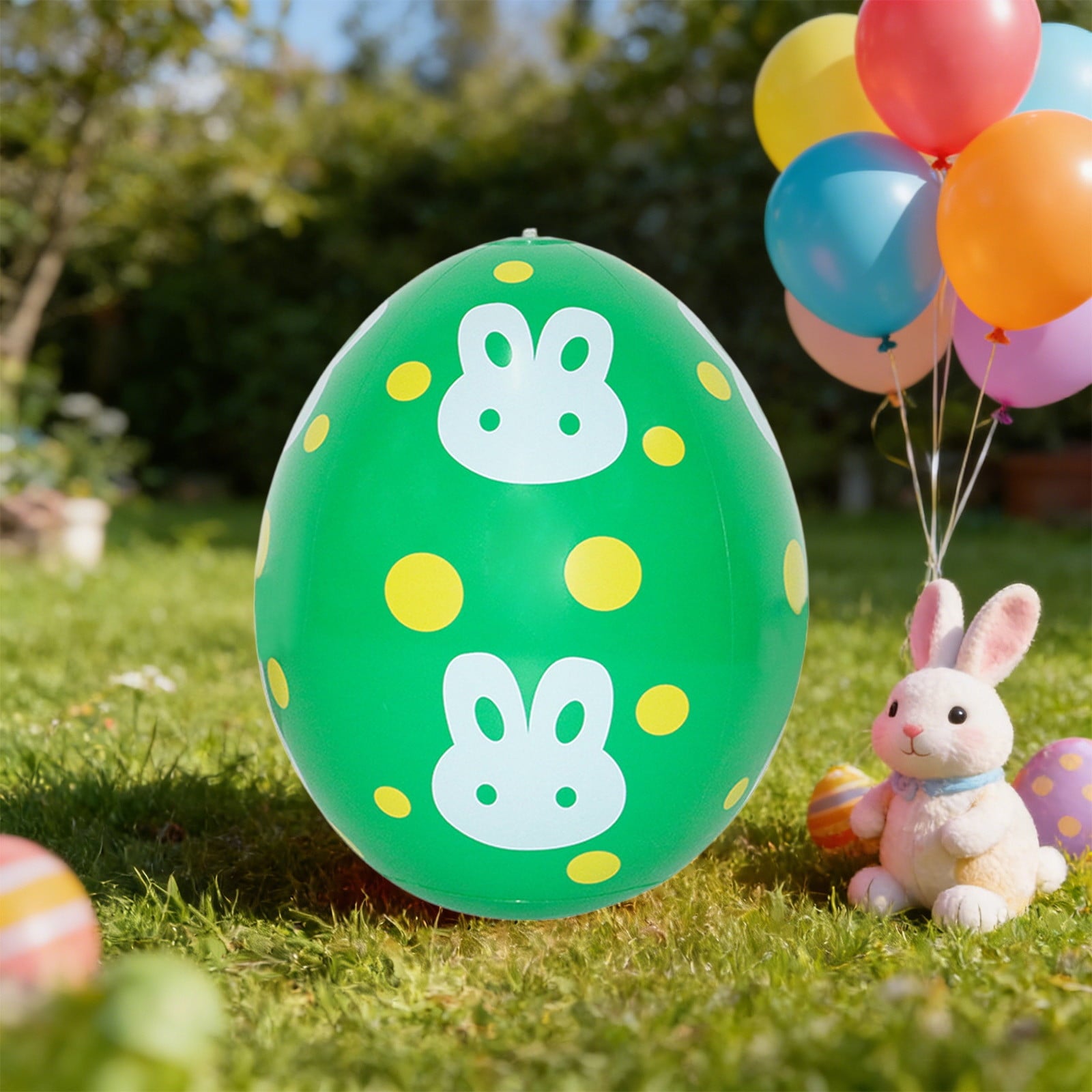 AuroraX Inflatable Easter Egg 14 Inch Durable Pvc Blow-Up Colorful Egg for Yard Lawn Garden Waterproof Outdoor Holiday Decor for Party and Pool