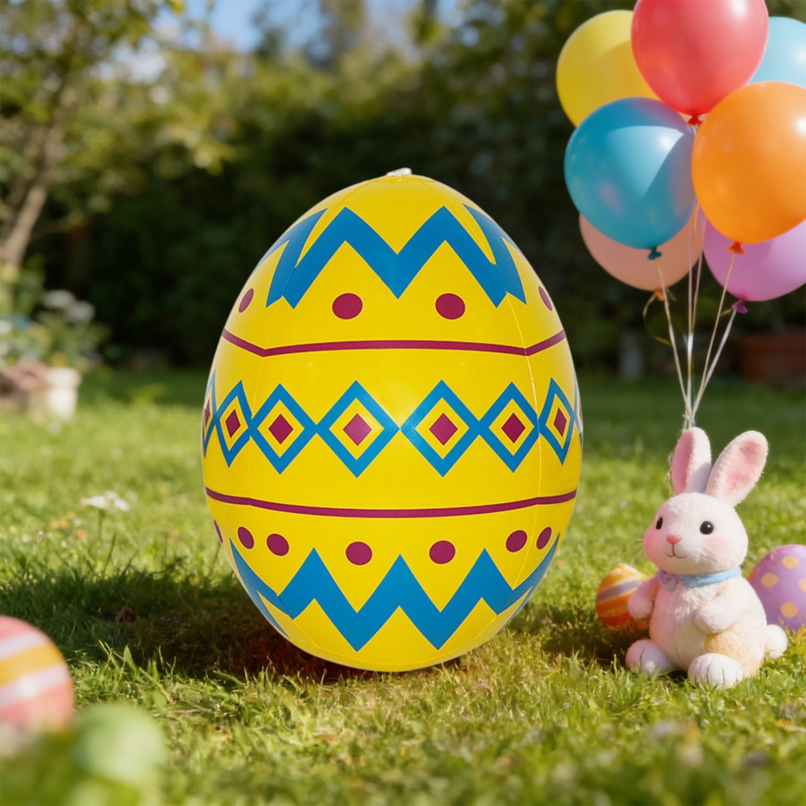 AuroraX Inflatable Easter Egg 14 Inch Durable Pvc Blow-Up Colorful Egg for Yard Lawn Garden Waterproof Outdoor Holiday Decor for Party and Pool