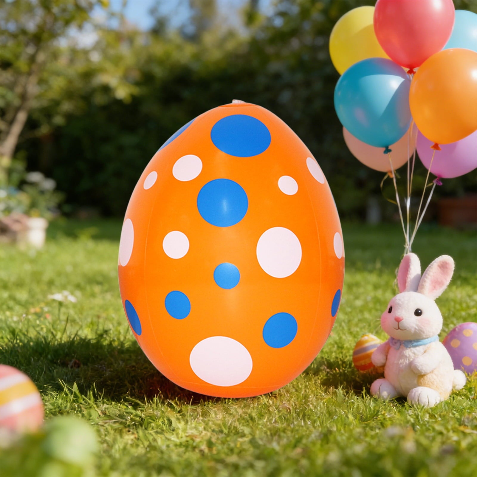 AuroraX Inflatable Easter Egg 14 Inch Durable Pvc Blow-Up Colorful Egg for Yard Lawn Garden Waterproof Outdoor Holiday Decor for Party and Pool