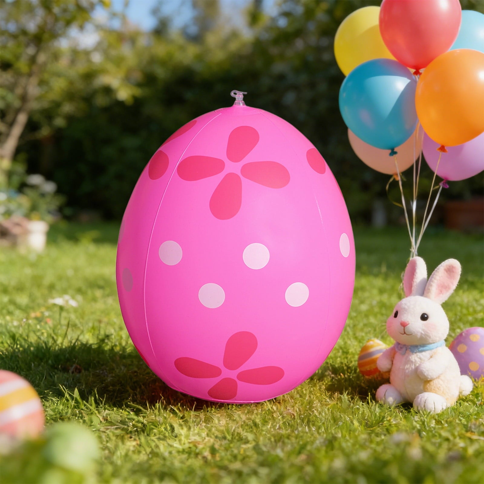 AuroraX Inflatable Easter Egg 14 Inch Durable Pvc Blow-Up Colorful Egg for Yard Lawn Garden Waterproof Outdoor Holiday Decor for Party and Pool