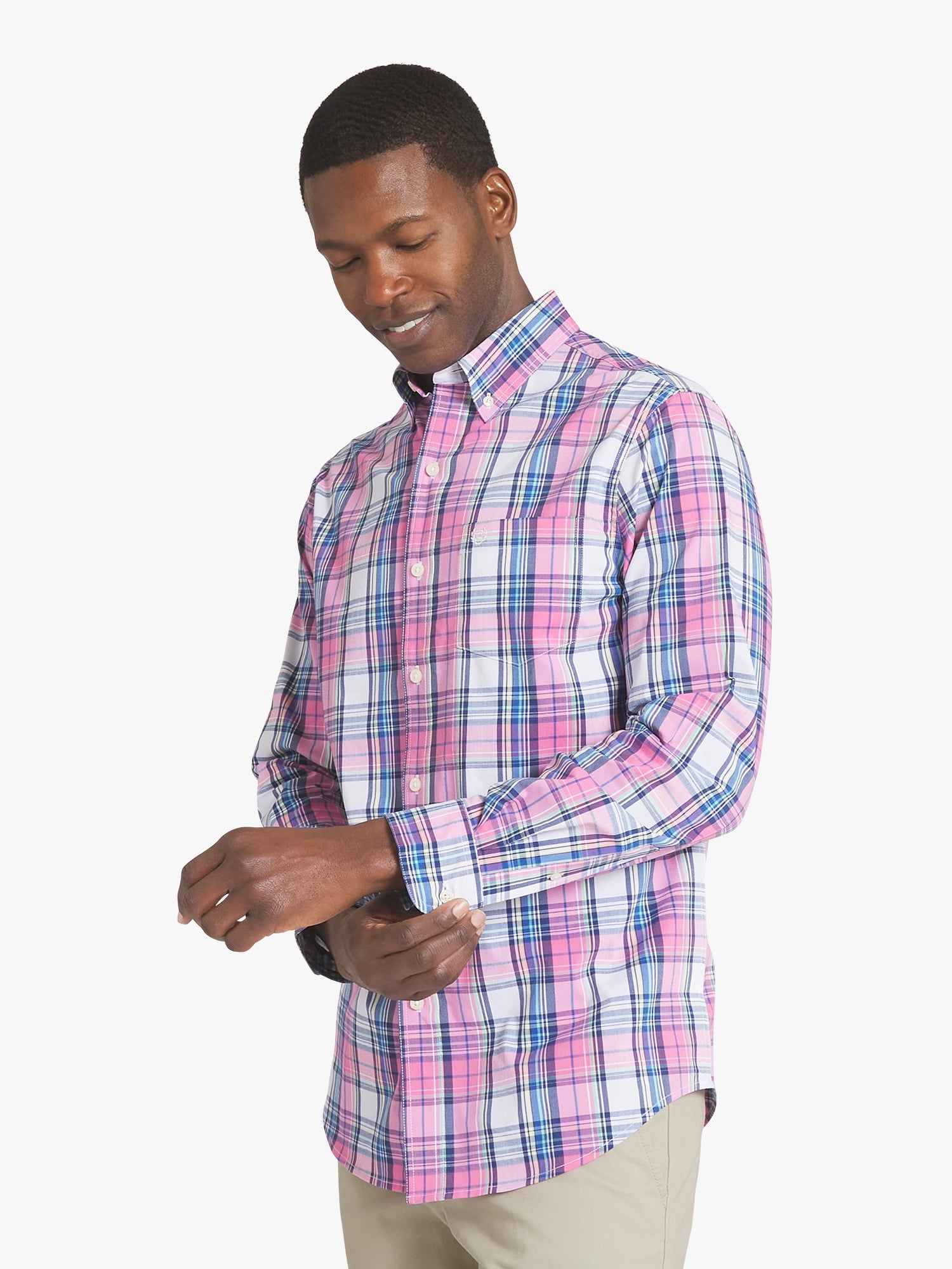 Chaps Men's & Big Men's Long Sleeve Easy Care Stretch Poplin Shirt, Sizes S-3XL