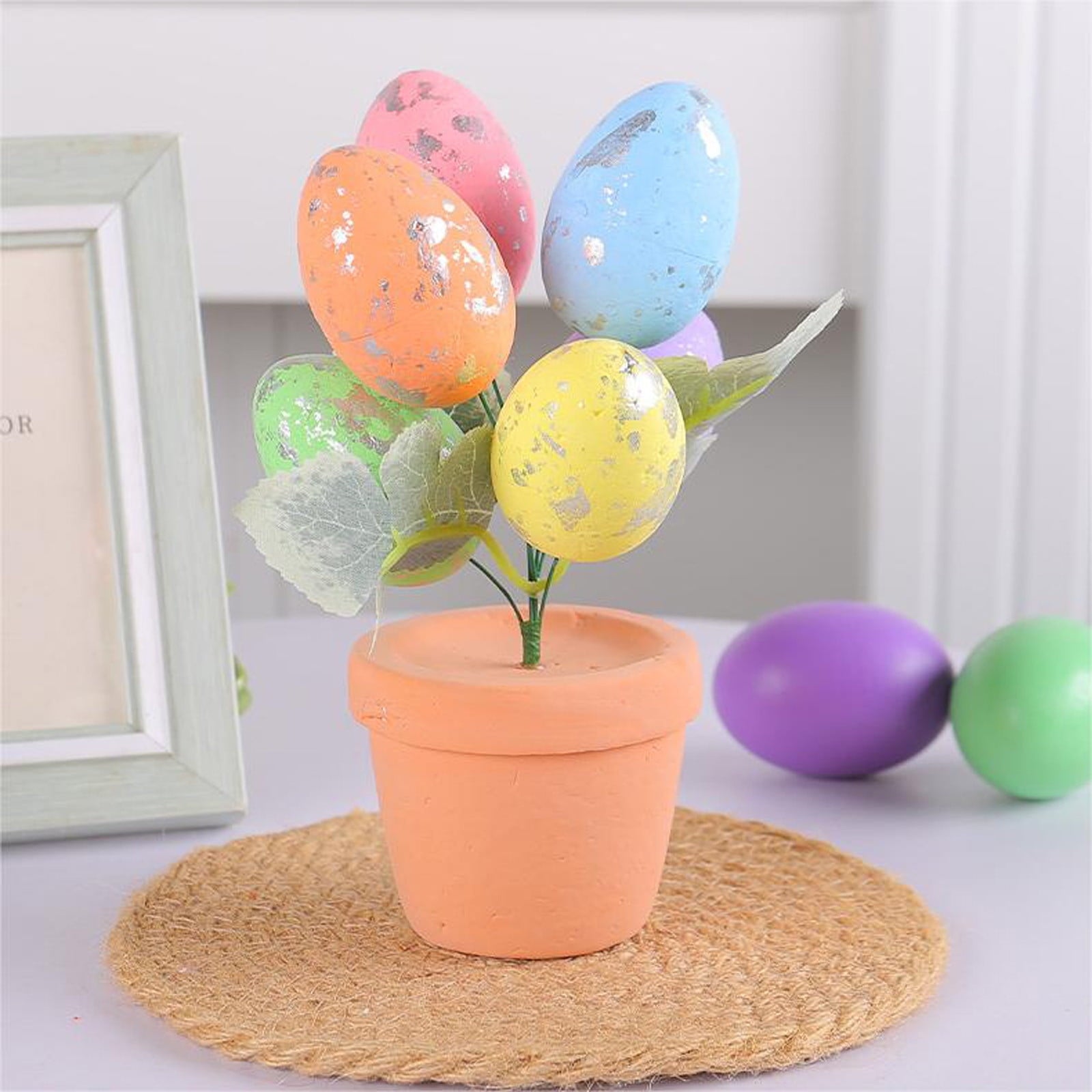 Chmadoxn Easter Egg for Easter Party Decorations, Easter Potted , Artificial Easter Eggs Potted Flower Egg Spotted Eggs, Easter Gifts