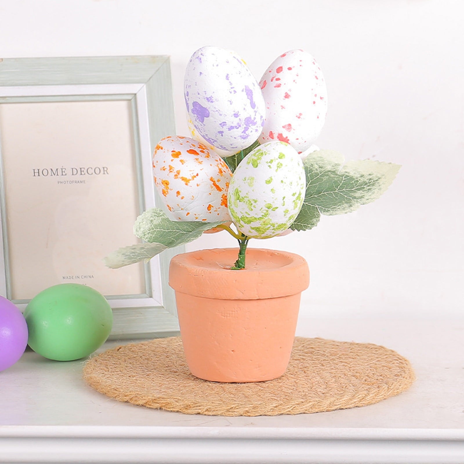 Chmadoxn Easter Egg for Easter Party Decorations, Easter Potted , Artificial Easter Eggs Potted Flower Egg Spotted Eggs, Easter Gifts