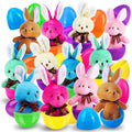 12 Pack Prefilled Easter Eggs with Stuffed Animals,3.3" Plastic Easter Eggs Filled with Bunny Toys,Perfect for Party Basket Stuffers Fillers (A)