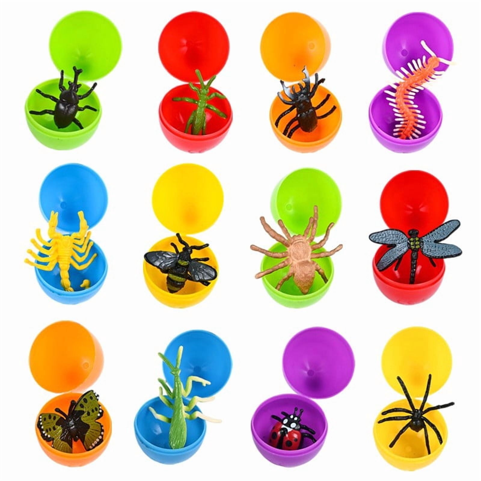EWASWON 12 Pack Easter Surprise Eggs with Toys Inside - Colorful Plastic Blind Bag Eggs for Easter Egg Hunt, Basket Stuffers & Party Favors Ki-ds Age 3+