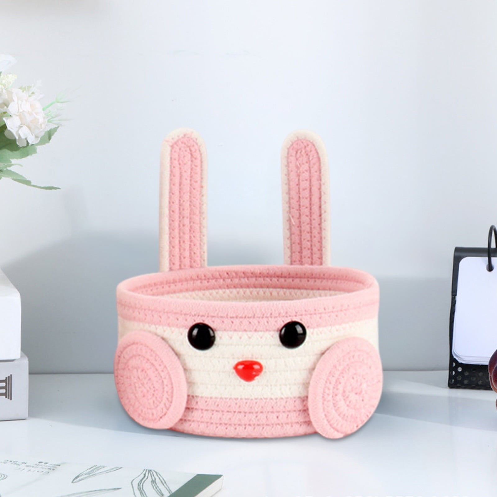 Easter Basket for Kids - Plush Bunny Basket with Handle, Easter Bucket for Egg Hunt, Easter Decorations & Gifts for Boys and Girls (Blue) by PALIFEUR