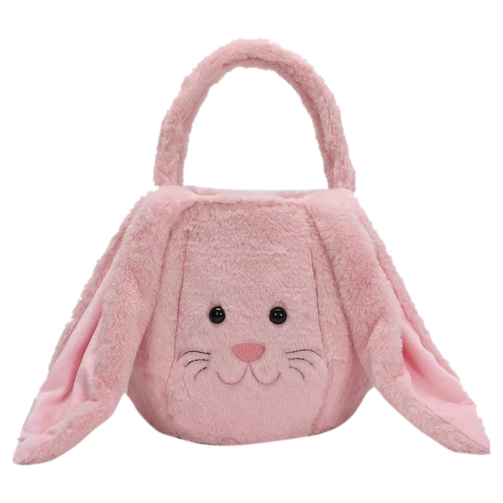Easter Basket for Kids - Plush Bunny Basket with Handle, Easter Bucket for Egg Hunt, Easter Decorations & Gifts for Boys and Girls (Blue) by PALIFEUR