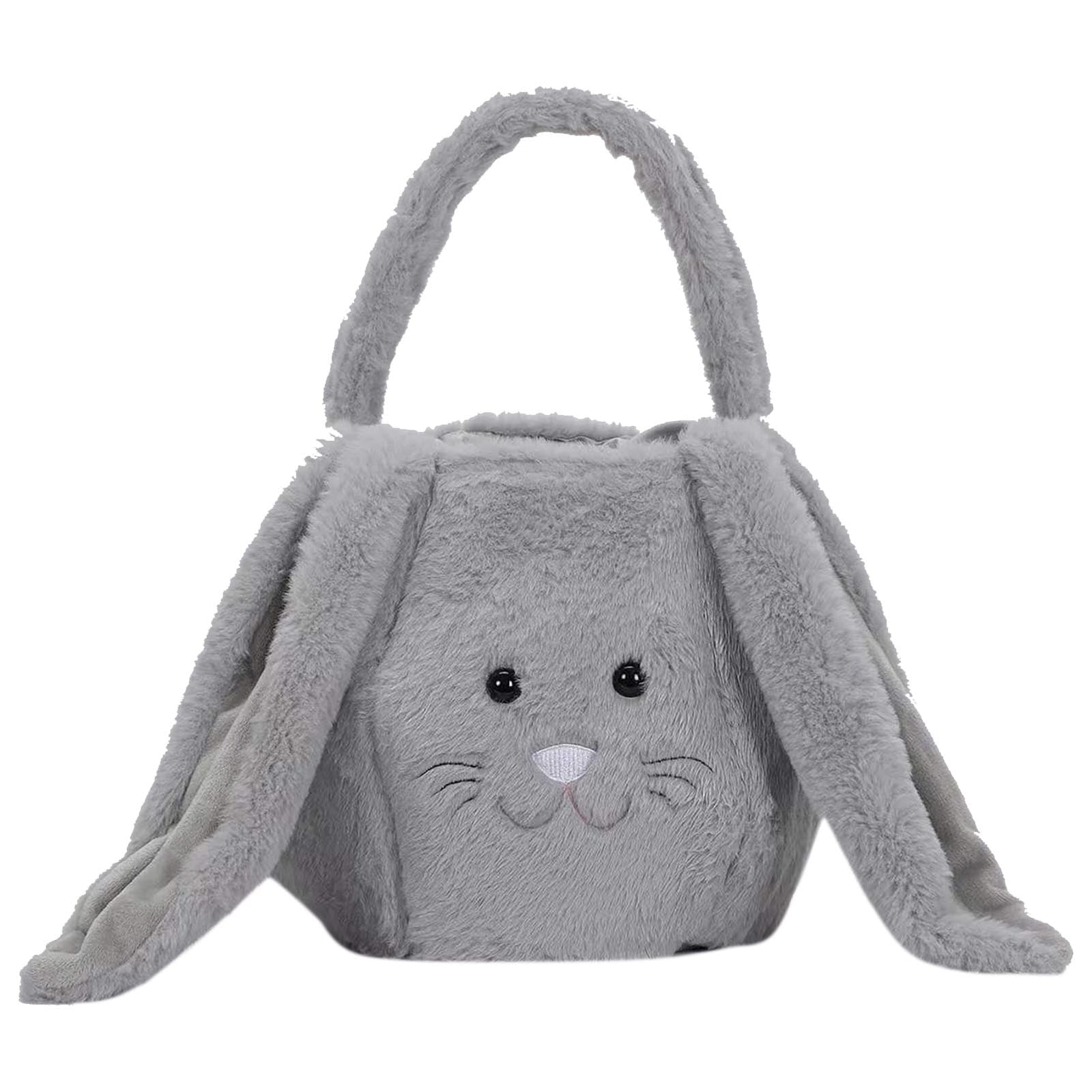 Easter Basket for Kids - Plush Bunny Basket with Handle, Easter Bucket for Egg Hunt, Easter Decorations & Gifts for Boys and Girls (Blue) by PALIFEUR